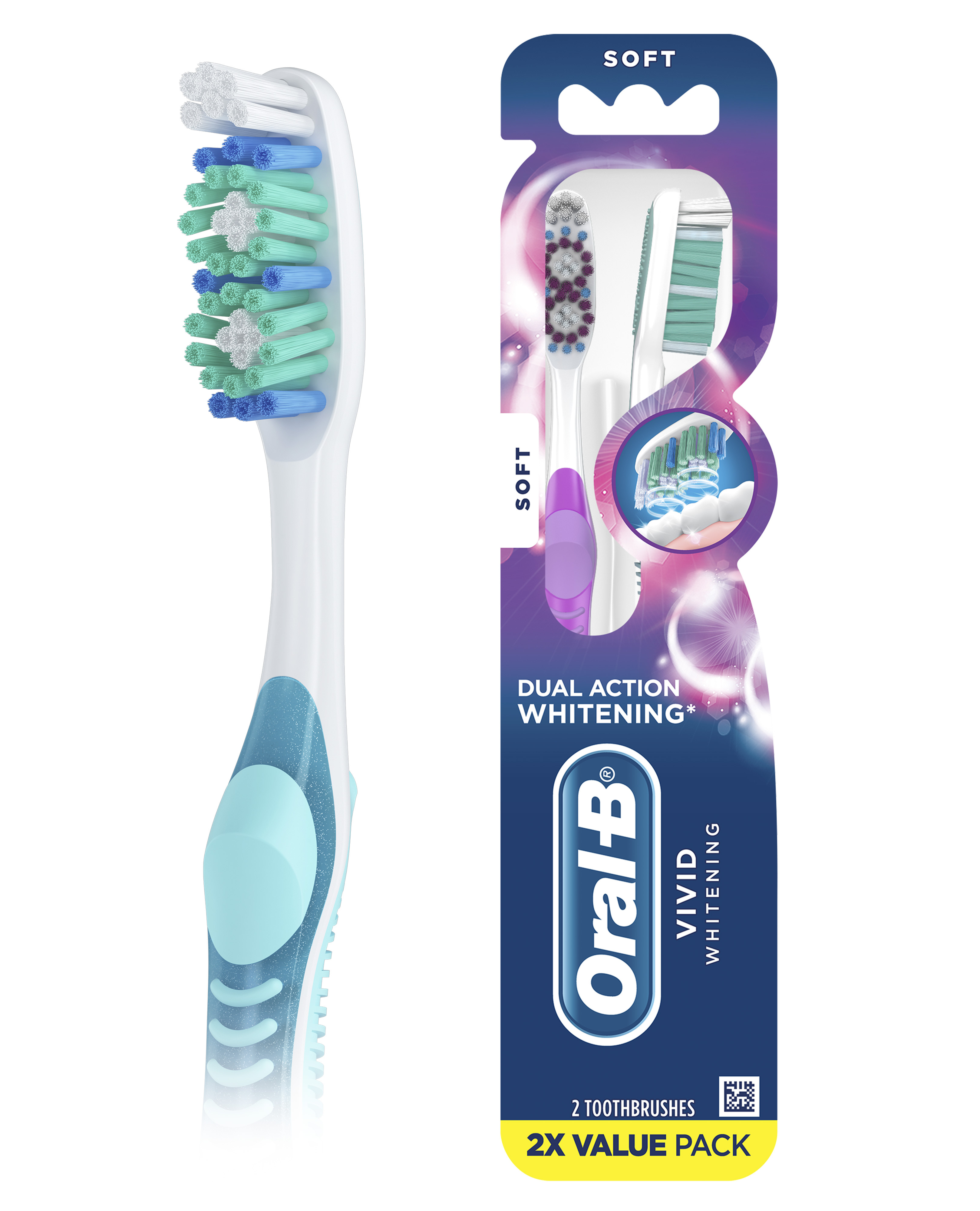 Oral-B Vivid Whitening Manual Toothbrush, Soft, 2 Count Oral-B