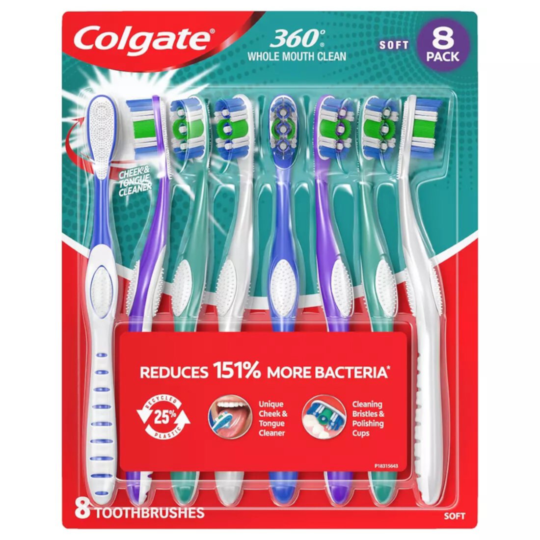 Colgate 360 Whole Mouth Clean Soft Toothbrushes, 8 ct. Colgate