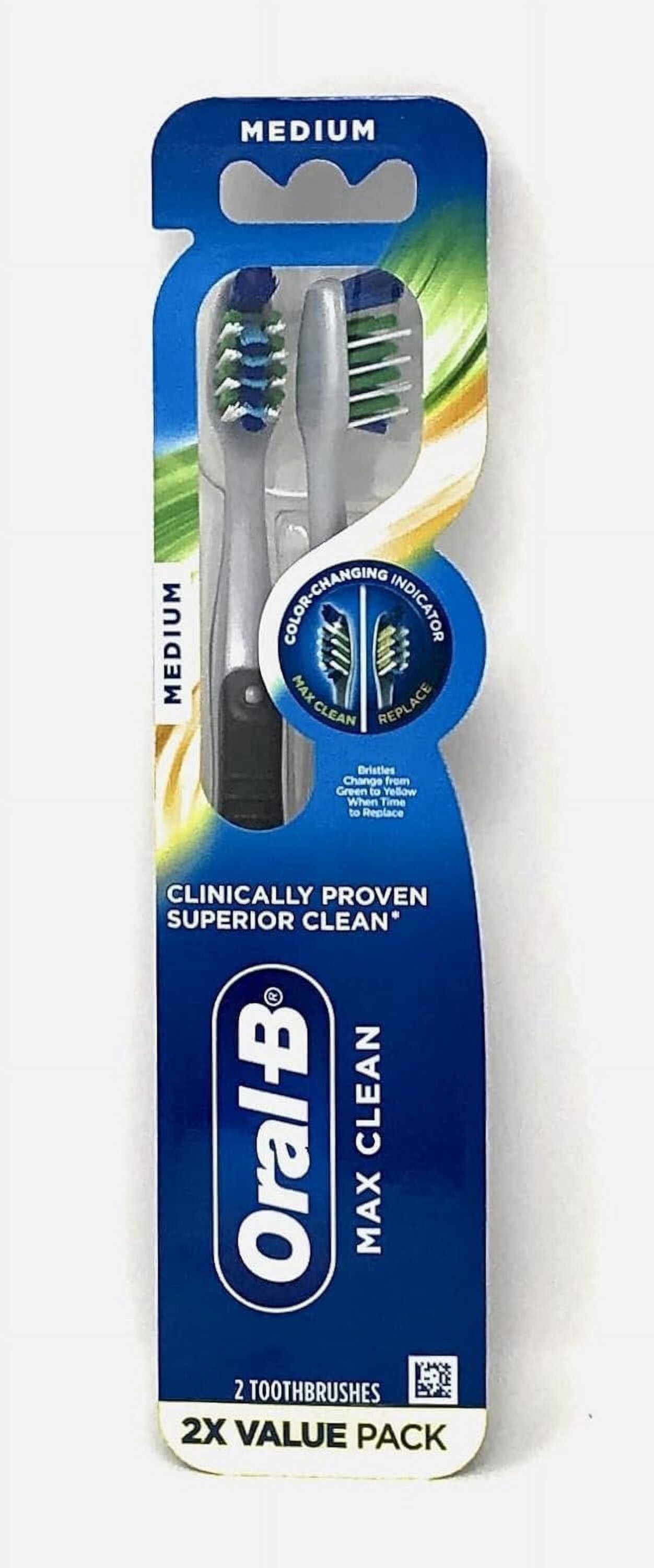 Oral-B Max Clean Color Changing Indicator Manual Toothbrush, Medium, 2 Count Colors May Vary Oral-B