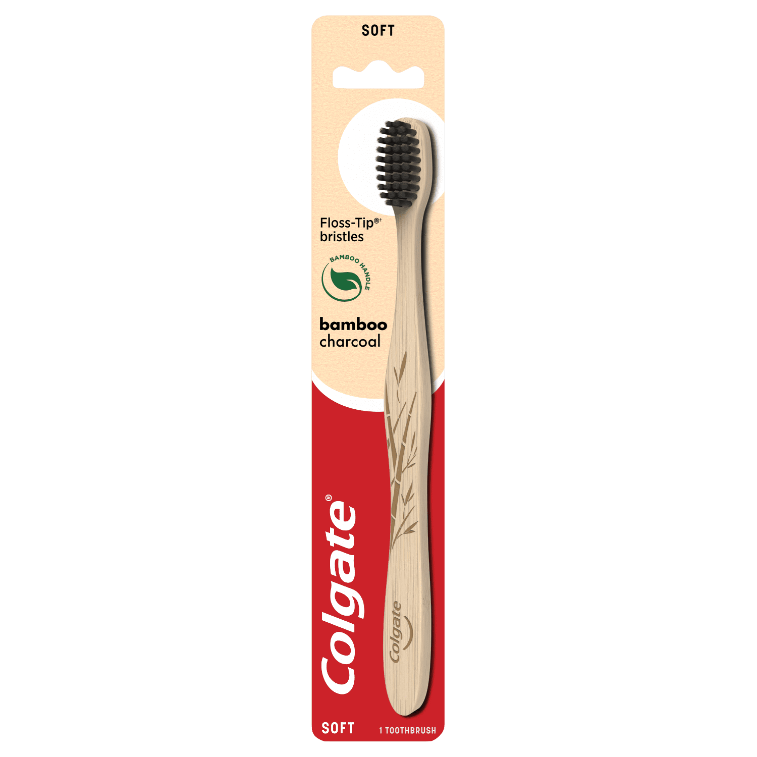 Colgate Charcoal Bamboo Adult Toothbrush, Eco Friendly Natural Bamboo Handle, Soft Colgate