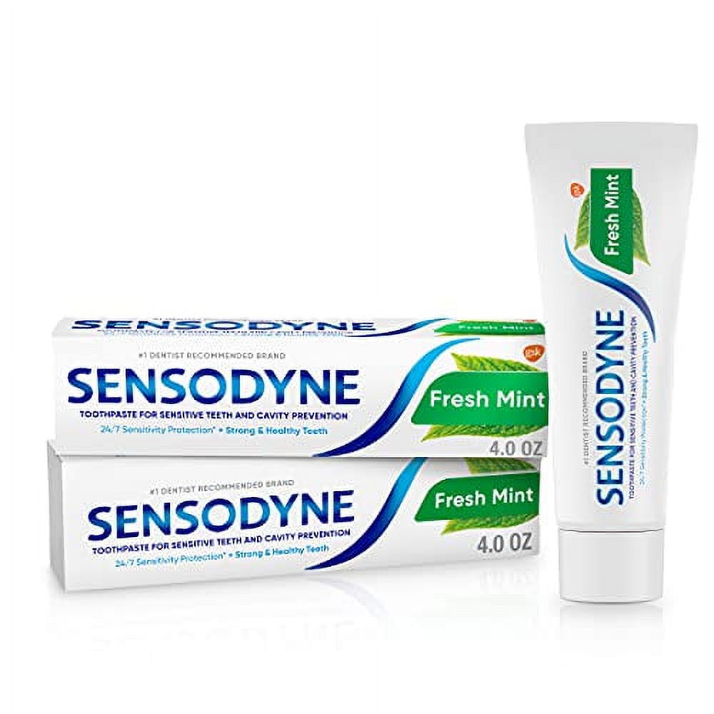 Sensodyne Fresh Mint Sensitive Toothpaste, Cavity Prevention and Sensitive Teeth Treatment - 4 Ounces (Pack of 2) Sensodyne