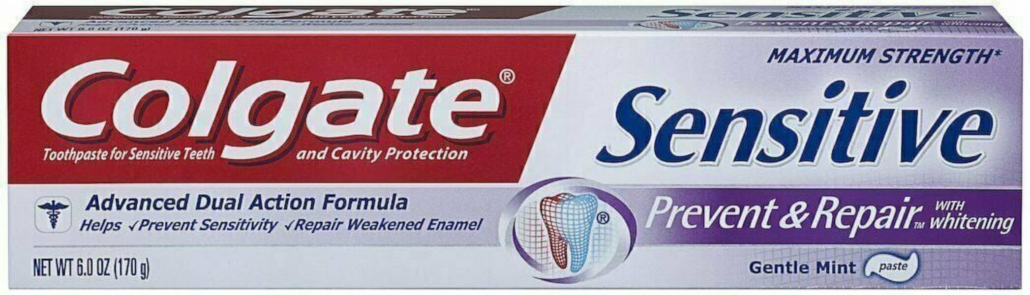 Colgate Sensitive Prevent & Repair Toothpaste Whitening 6 oz, Pack of 2 Colgate