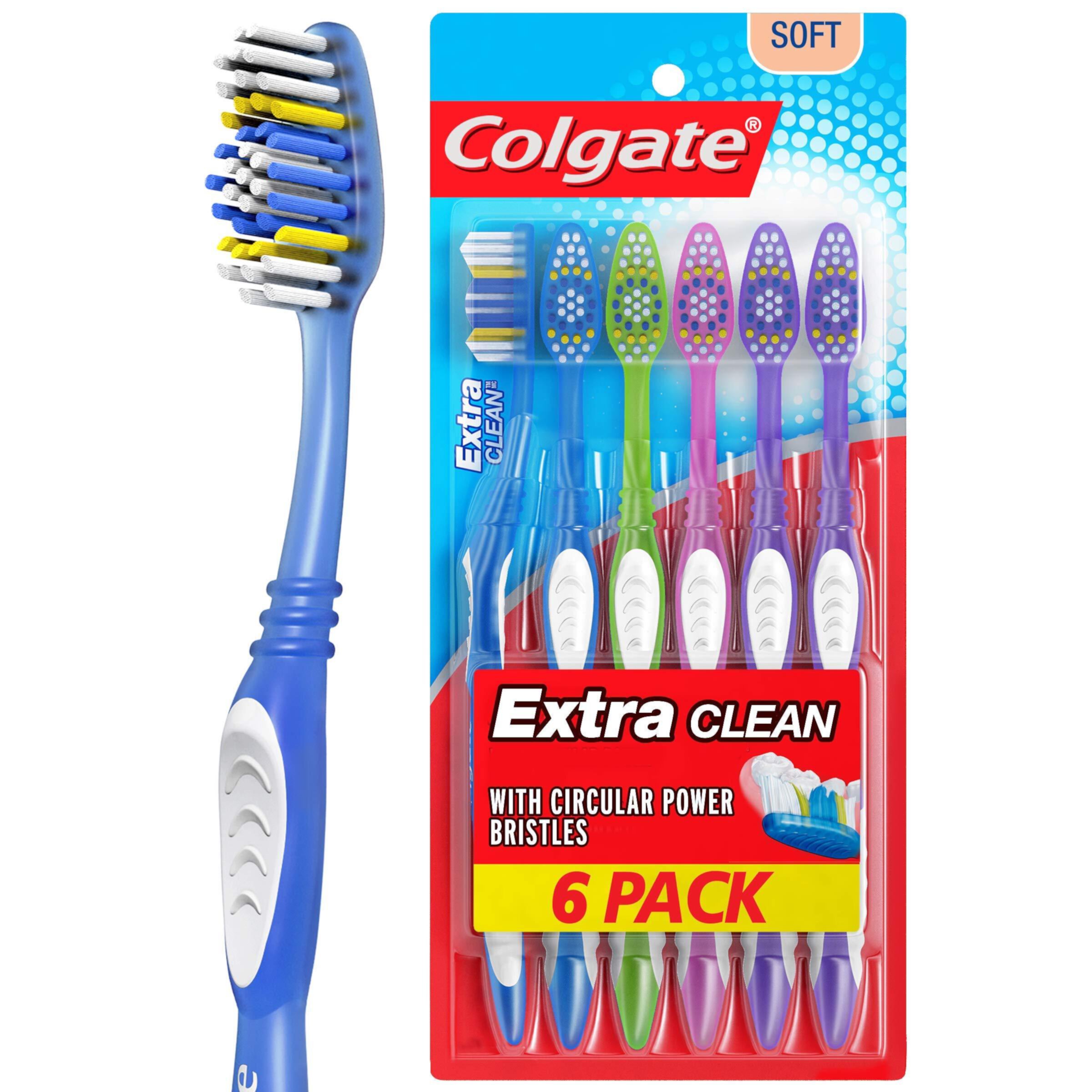 Colgate Extra Clean Cepillo de Dientes Cabeza Completa, Suave, 6 Unidades Colgate