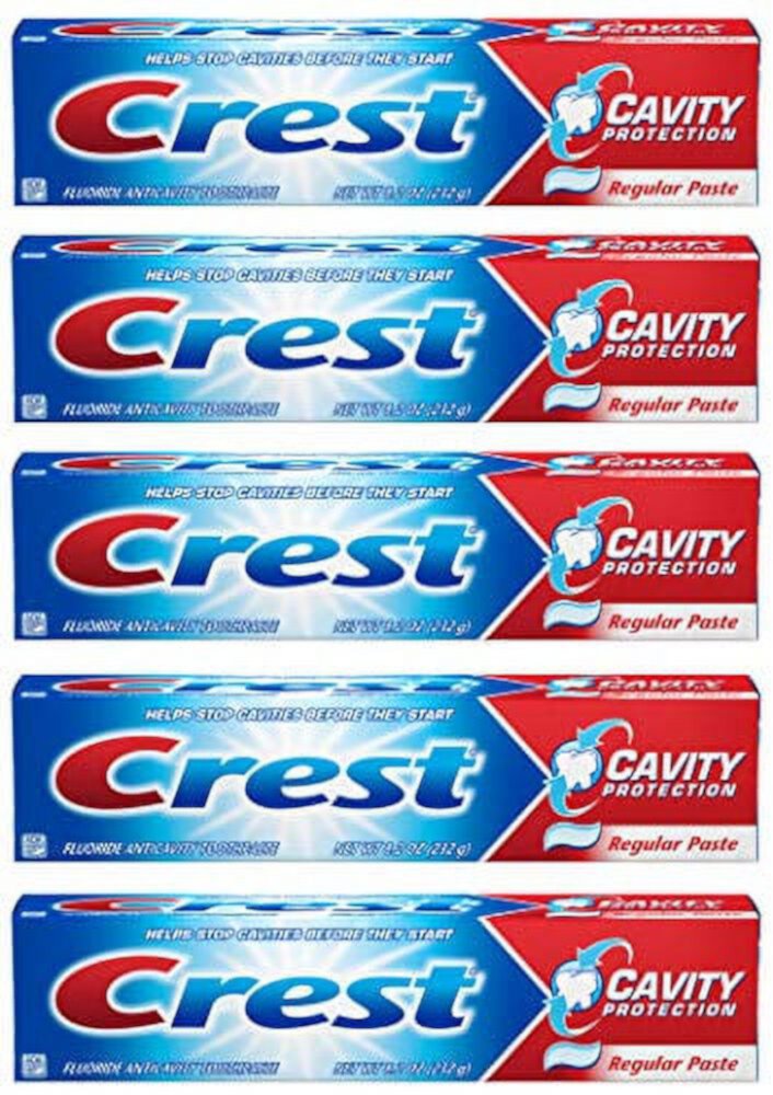 Crest Fluoride Anticavity Toothpaste, Prevents Cavities Before They Start, Regular Paste, 8.2 Ounce (Pack of 5) Crest