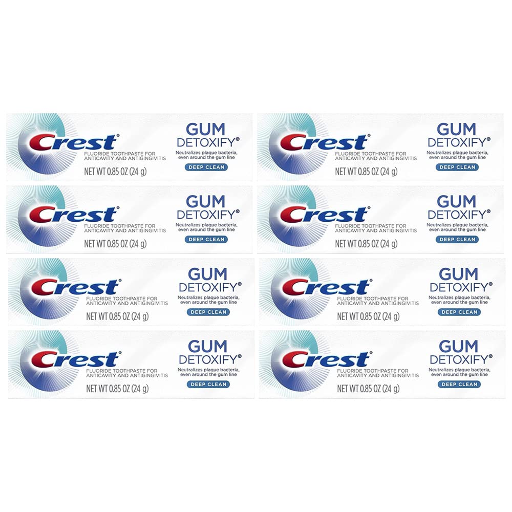 Crest Gum Detoxify Toothpaste, Deep Clean, Travel Size, 0.85 oz (24g) -Pack of 8 Crest