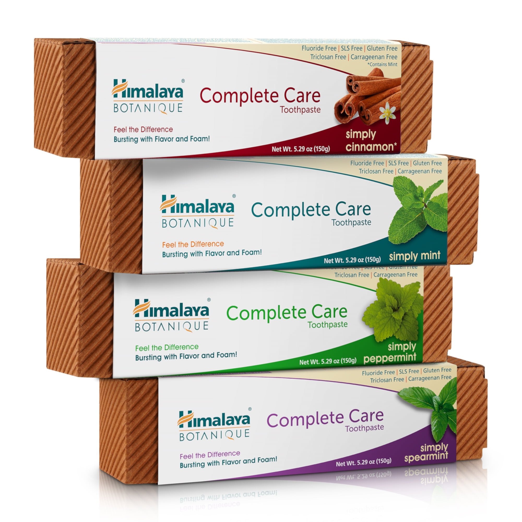 Himalaya Botanique Complete Care Toothpaste, Herbal, Variety Pack, Fights Plaque, Freshens Breath, Fluoride Free, 5.29 Oz, 4 Pack Himalaya