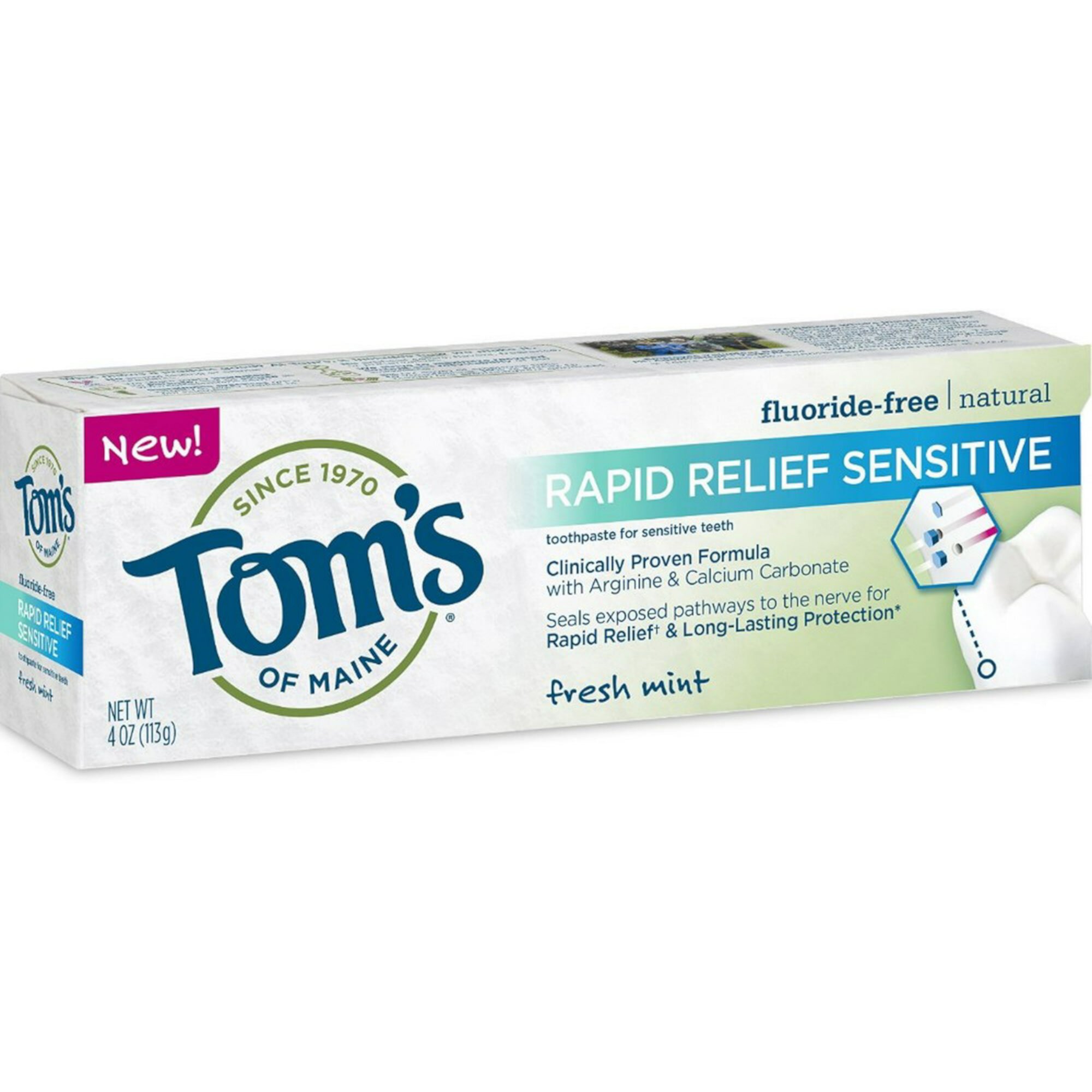 Tom's of Maine Rapid Relief Sensitive Natural Toothpaste, Fresh Mint 4 oz Tom's of Maine