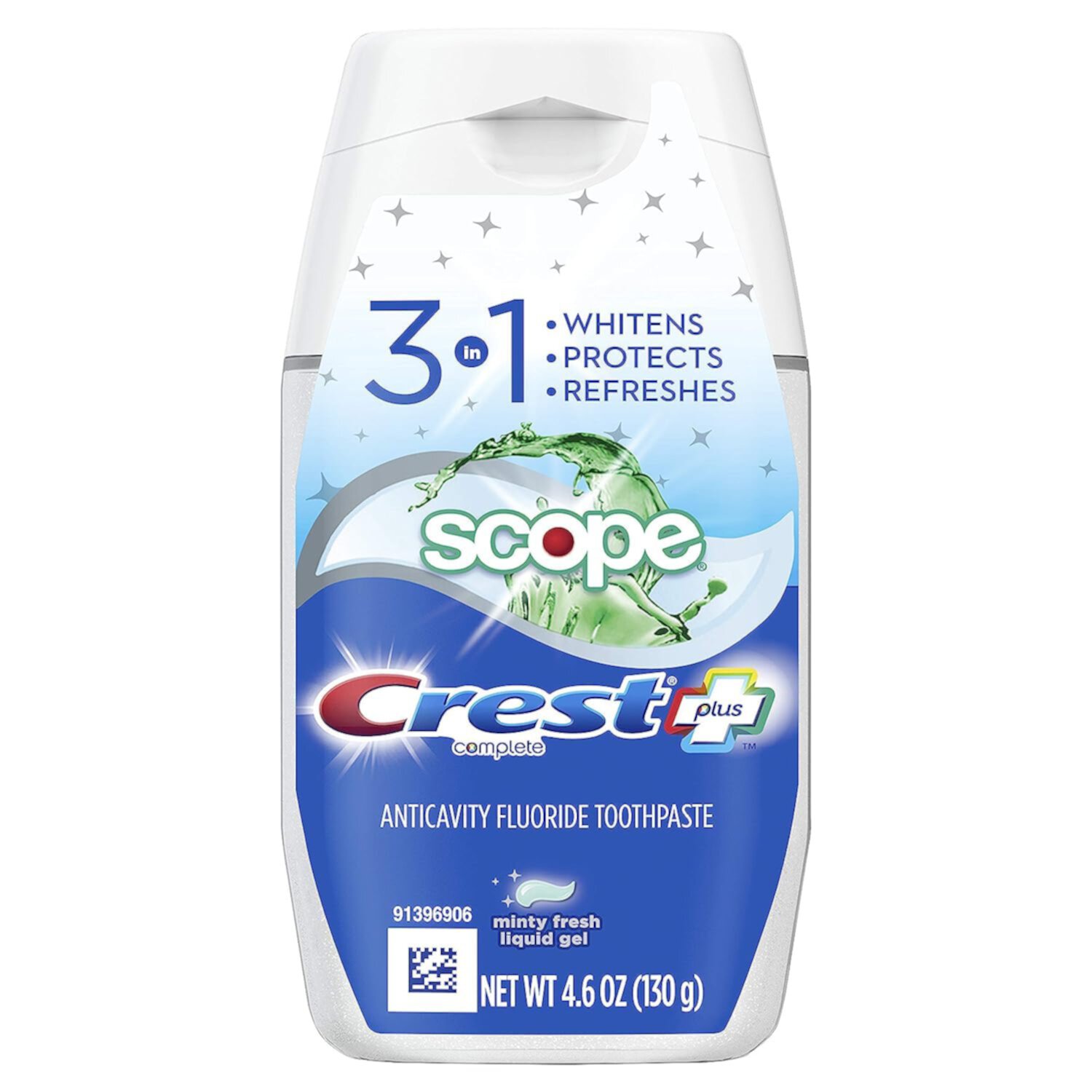 Crest Complete Plus Scope 3-In-1 Teeth Whitening Liquid Gel Toothpaste 4.6 Ounce (Pack Of 6) Crest