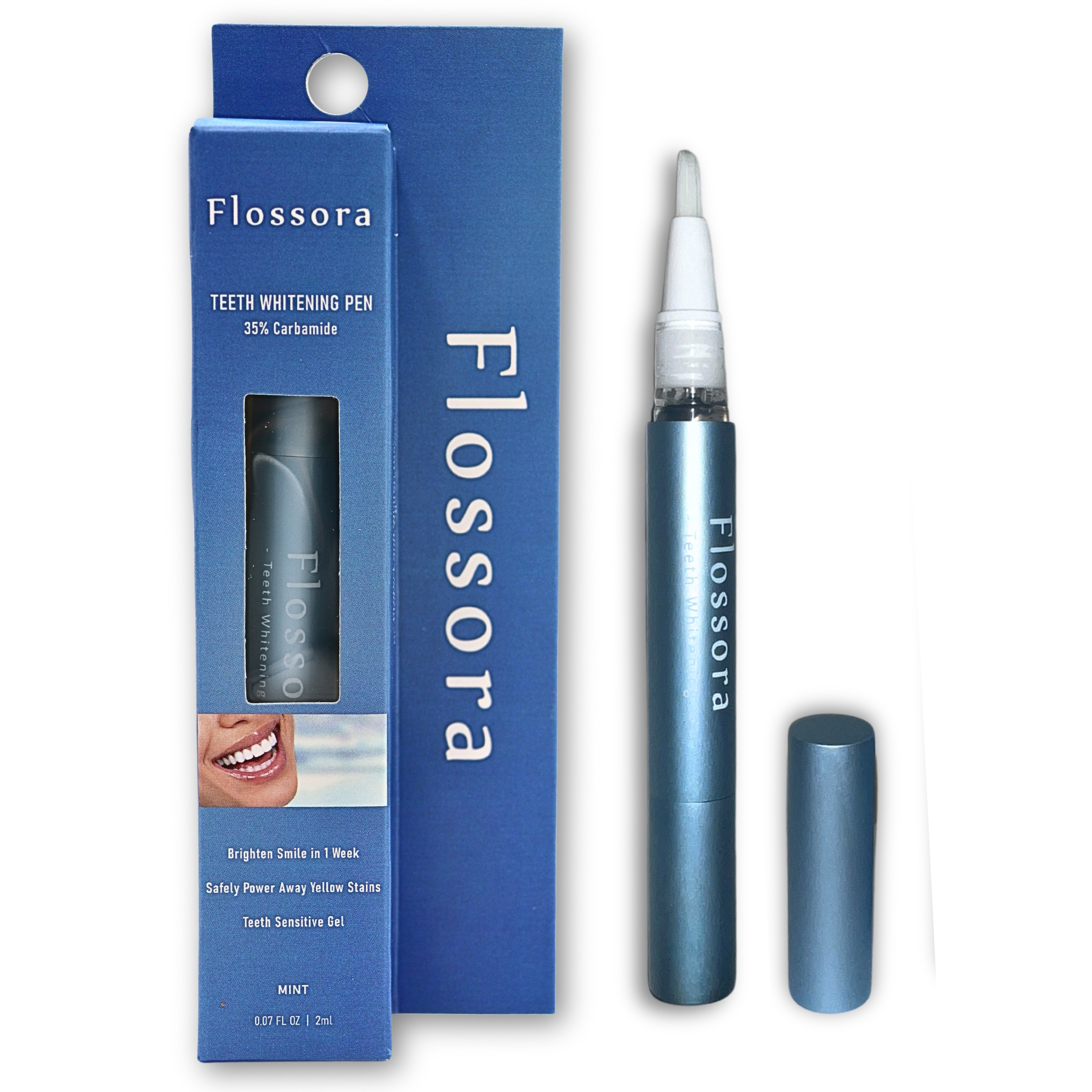 Flossora Teeth Whitening Pen | 35% Carbamide Teeth Sensitive Formula, Mint Flavored Flossora