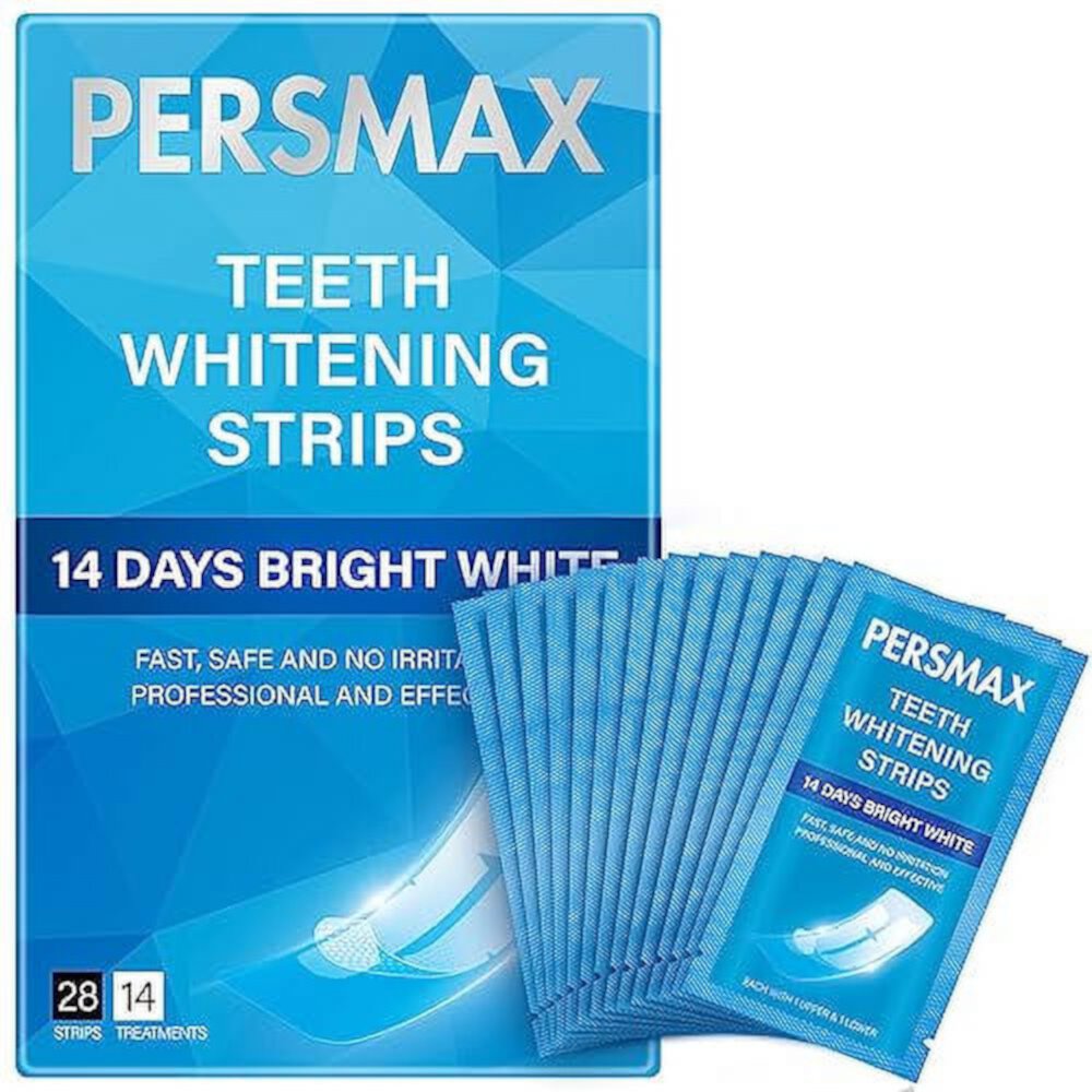 PERSMAX Teeth Whitening Strips, 14 Days Bright White for Sensitive Adult Teeth, Enamel Safe, Mild Whitening Without The Sensitivity, Hydrogen Peroxide Non-Slip Effective Strips kit, Extreme Whitener PERSMAX