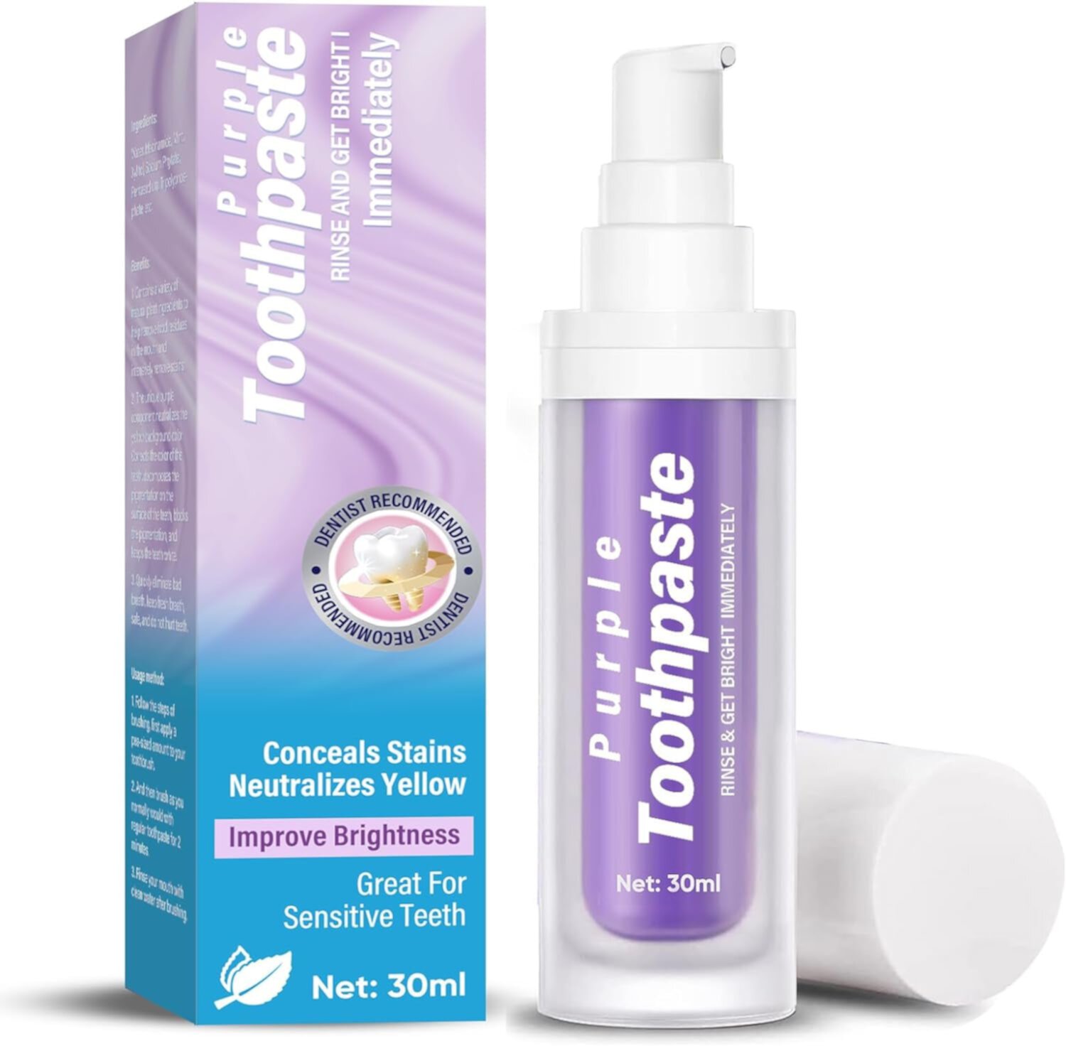 Purple Toothpaste Whitening, Purple Toothpaste for Teeth Whitening, Colour Corrector Toothpaste for Tooth Stain Removal & Reduce Yellowing GiniHomer