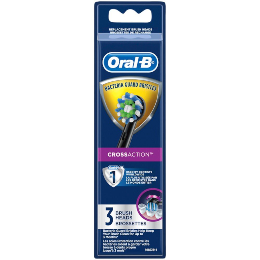 Oral-B CrossAction Electric Toothbrush Replacement Brush Head Refills, Black, 3 Count Oral-B