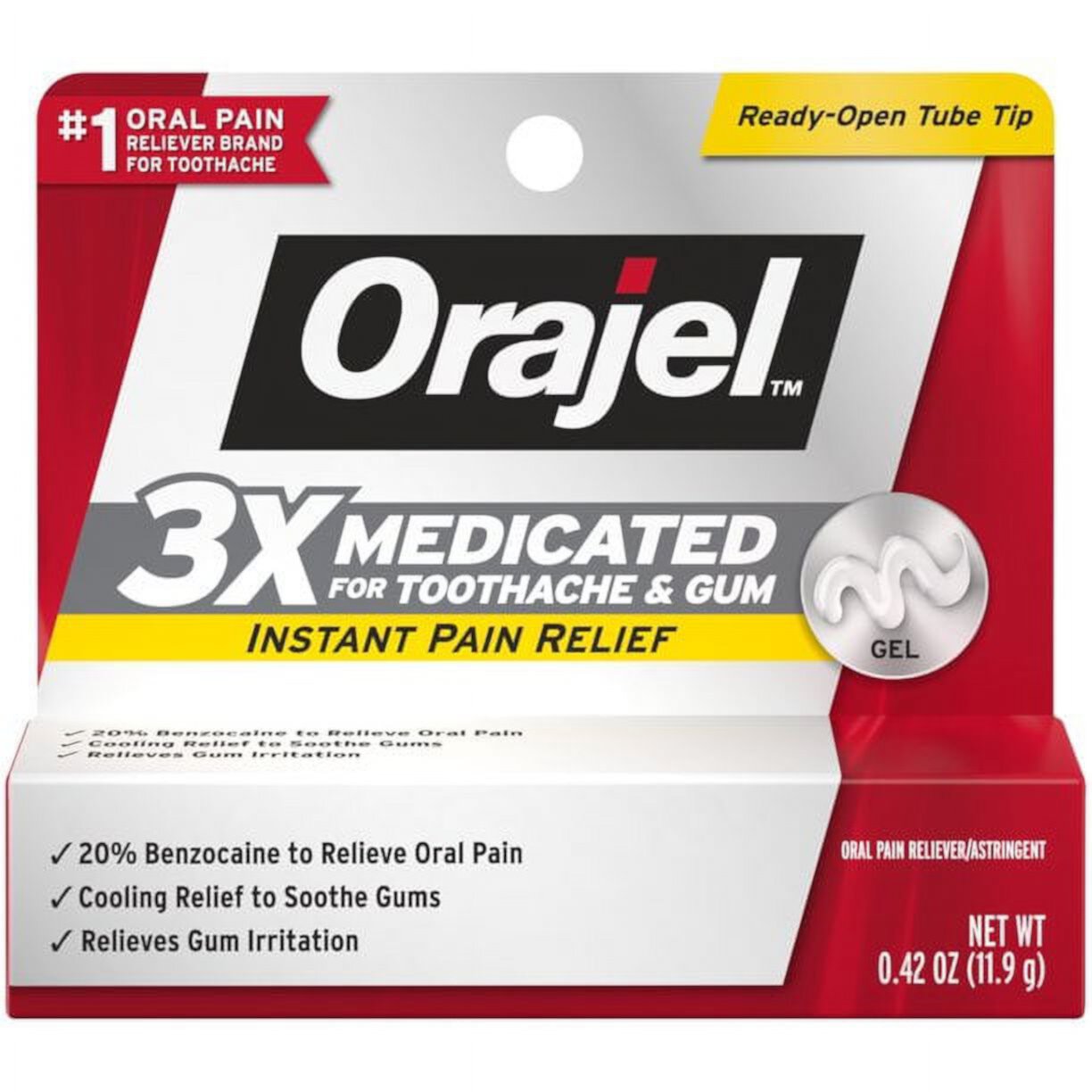 Orajel Helps Medicate Toothaches & Gums, Oral Pain Reliever Gel, 0.42 oz Orajel