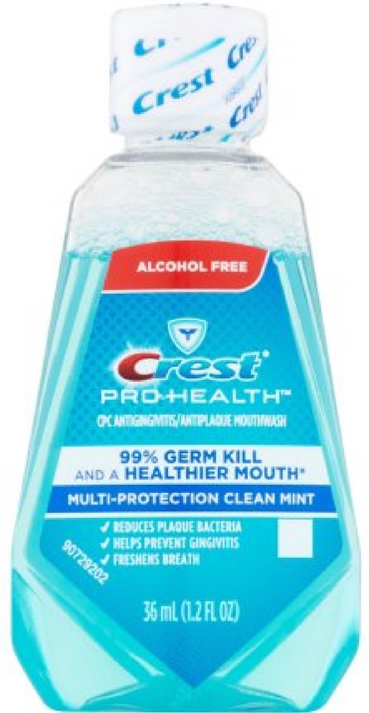 3 Pack - Crest Pro-Health Mouthwash, Alcohol Free, Multi-Protection Clean Mint 1.2 oz Crest