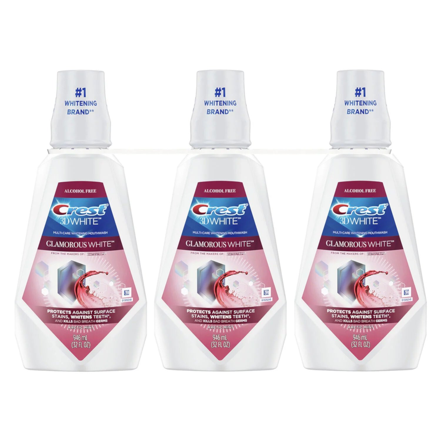 Crest 3D White Glamorous Whitening Mouthwash, Arctic Mint, 32 Fl Oz (3 Count) Crest