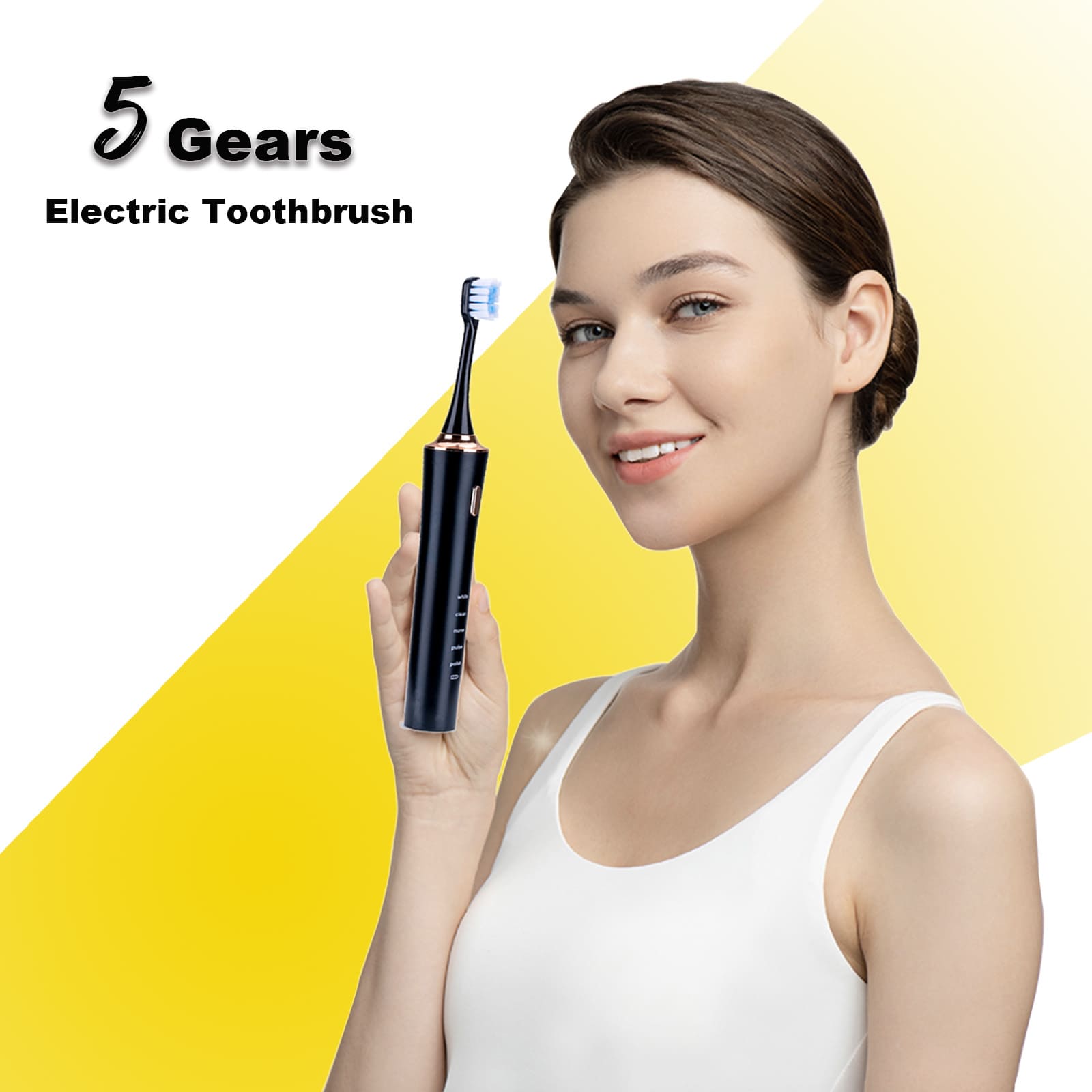 Sonic Electric Toothbrush for Adults,Toothbrush Electric with 8 Toothbrushes Heads, Electronic Battery Toothbrush 5 Modes & 3 Intensity, 3 Hours Fast Charge for 90 Days Use, Black, rotory toothbrush YIYI GUO