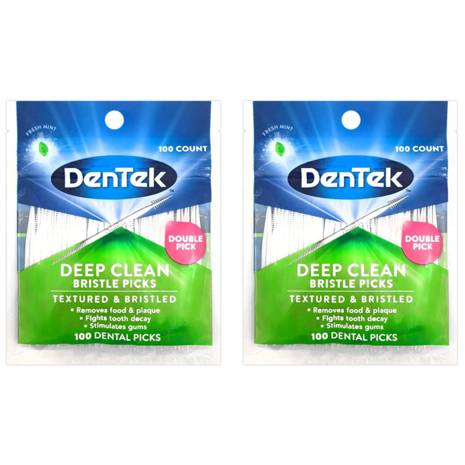 Deep Clean Dental Picks, Fresh Mint, 100-Count per Pack (2-Pack) DenTek