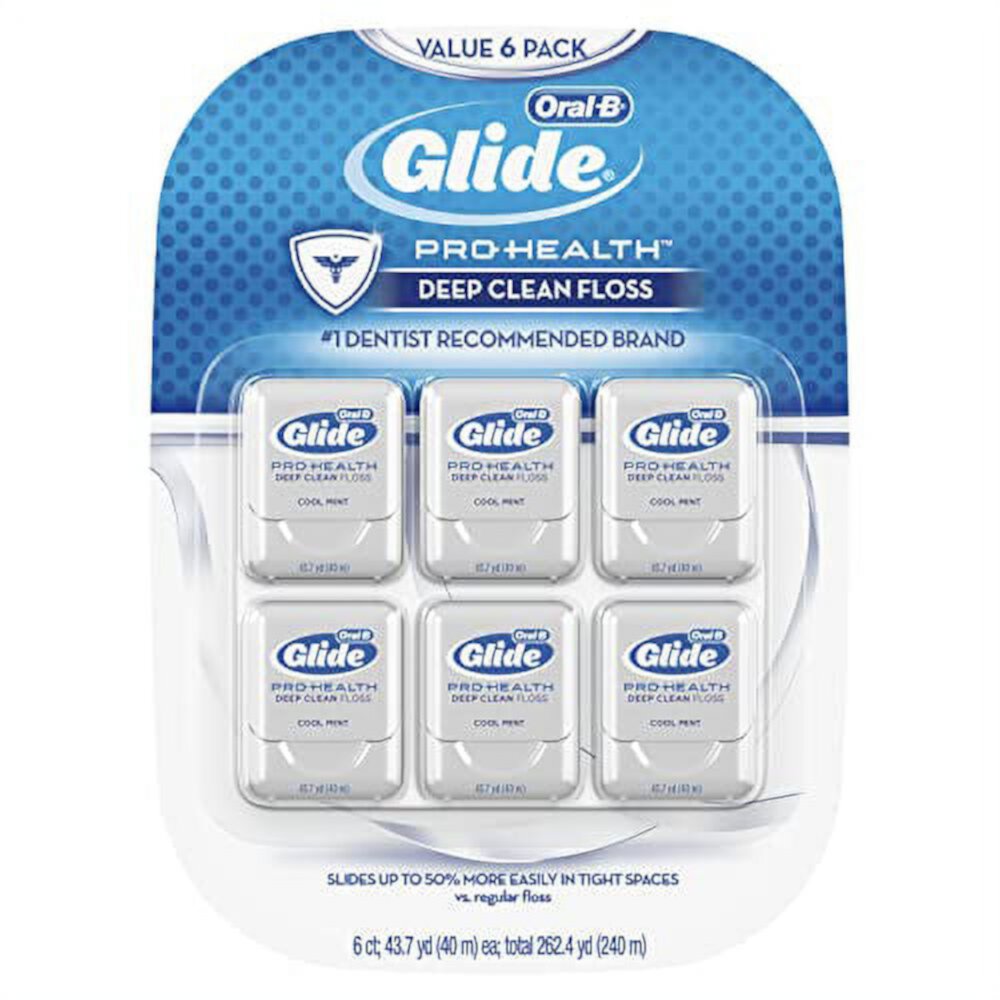 Oral-B Glide Pro-Health Dental Floss, Deep Clean, Mint, 40m, Pack of 6 Oral-B