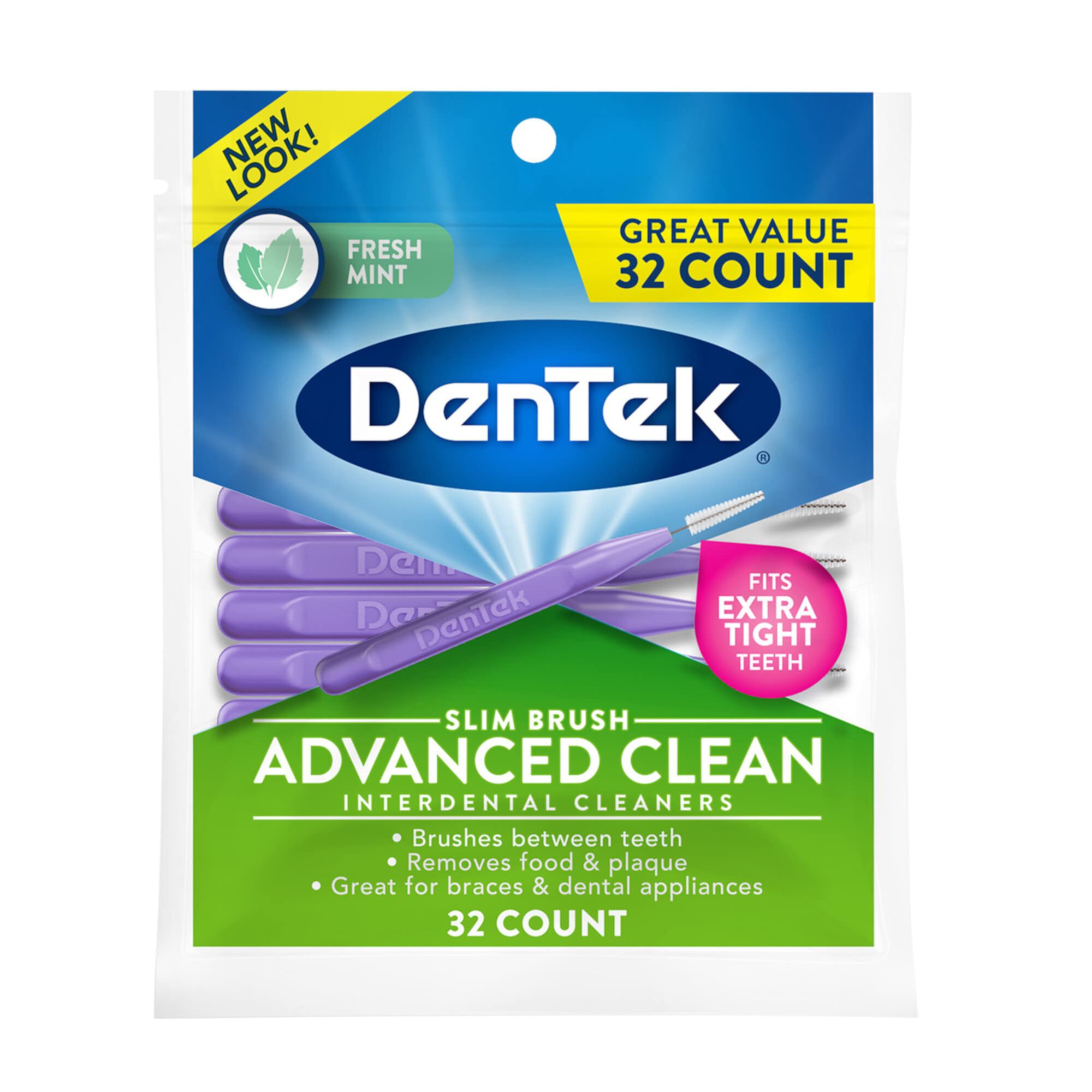 DenTek Slim Brush Advanced Clean Interdental Cleaners, Extra Tight, 32 Count C3 DenTek