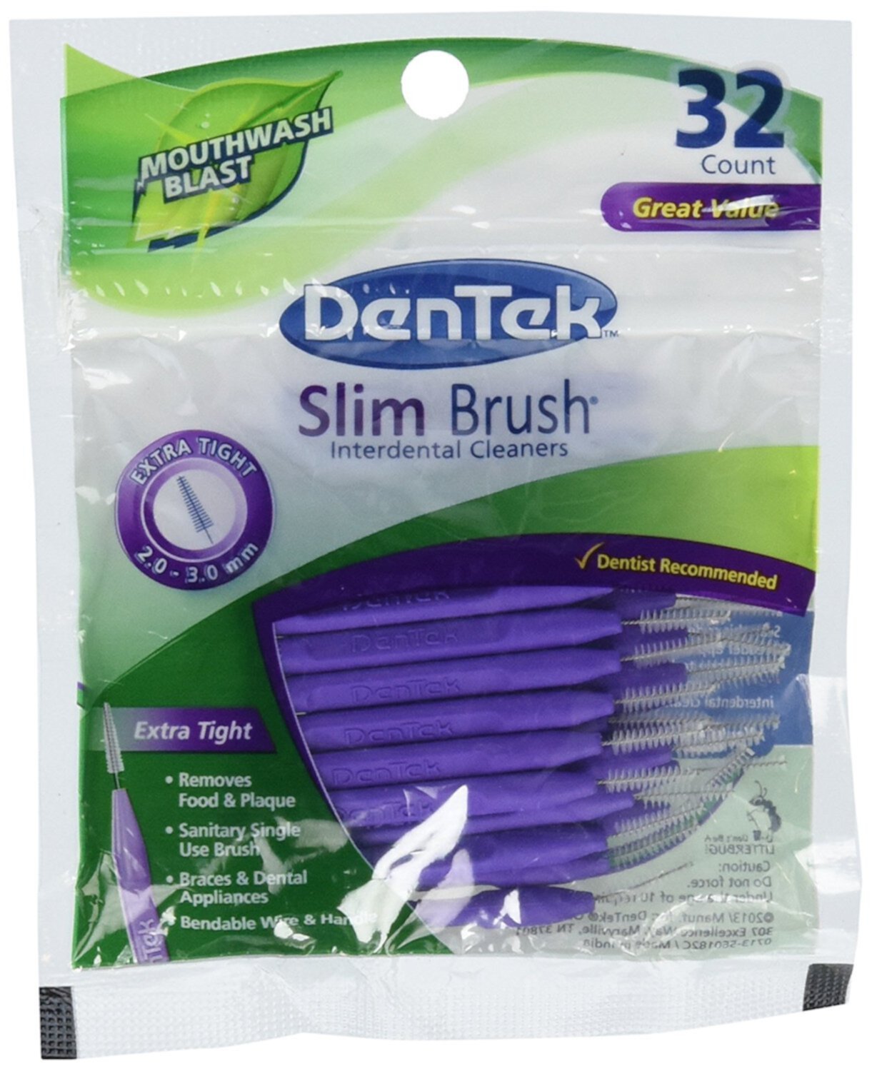 Dentek Dentek Slim Brush Cleaners, 32 each DenTek