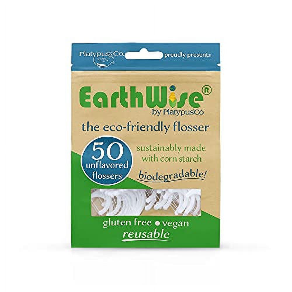 Platypus Eco Friendly Dental Floss Picks, Biodegradable Flossers, 50 Count Platypus