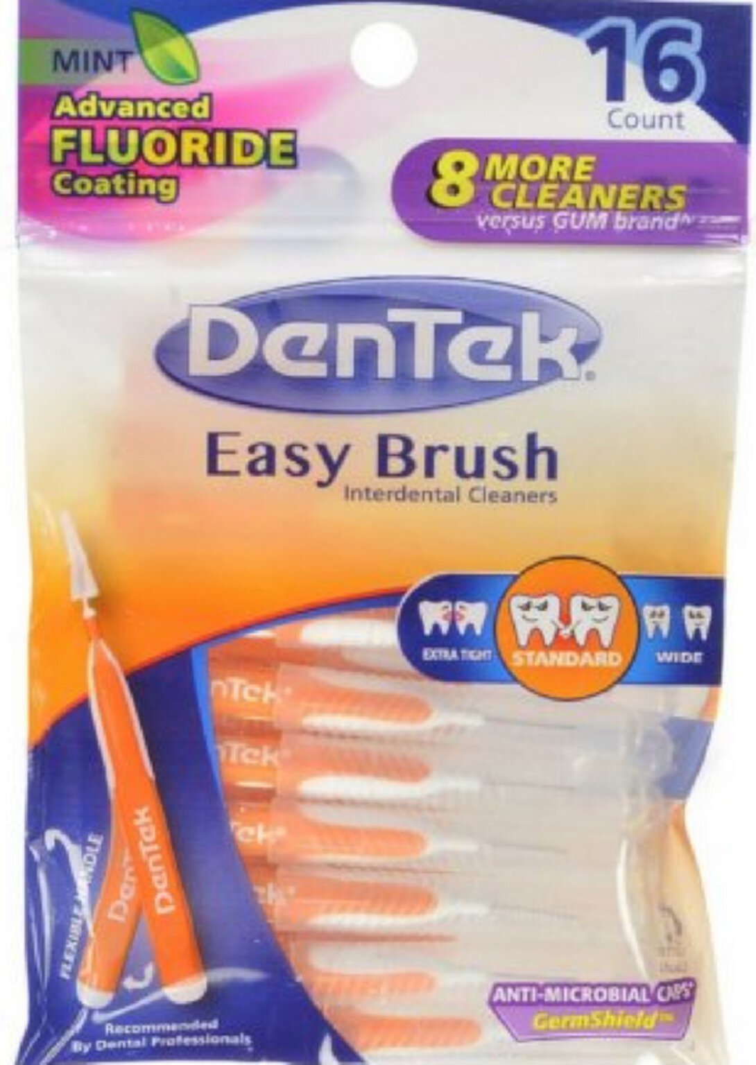 DenTek Easy Brush Interdental Cleaners, Mint 16 ea (Pack of 6) DenTek