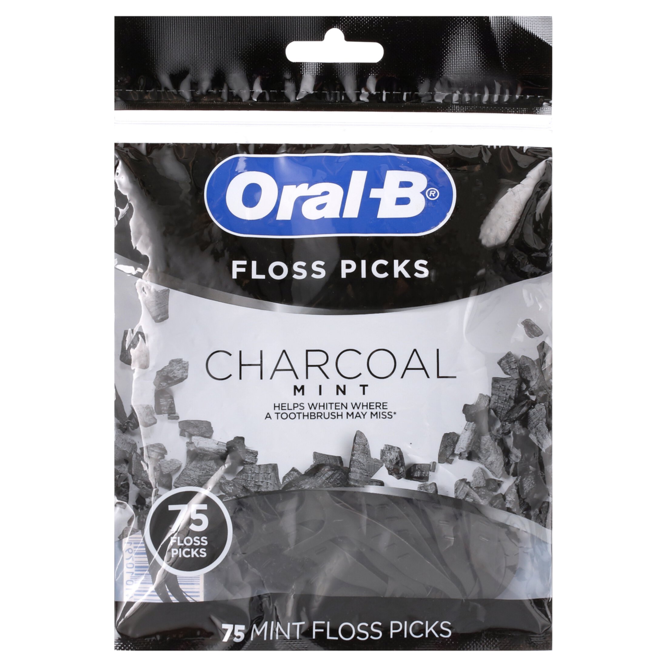 Oral-B Charcoal Infused Mint Dental Floss Picks, 75 count Oral-B