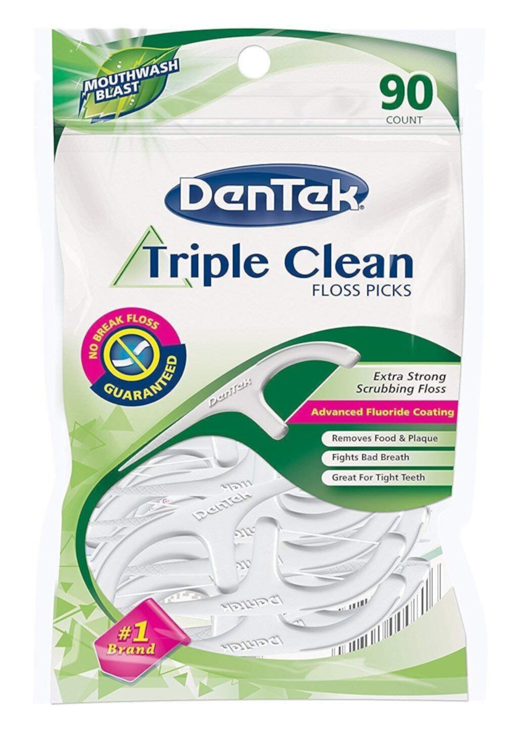 DenTek Triple Clean Floss Picks Plaque Remover & Prevent Gingivitis, 90 ct DenTek