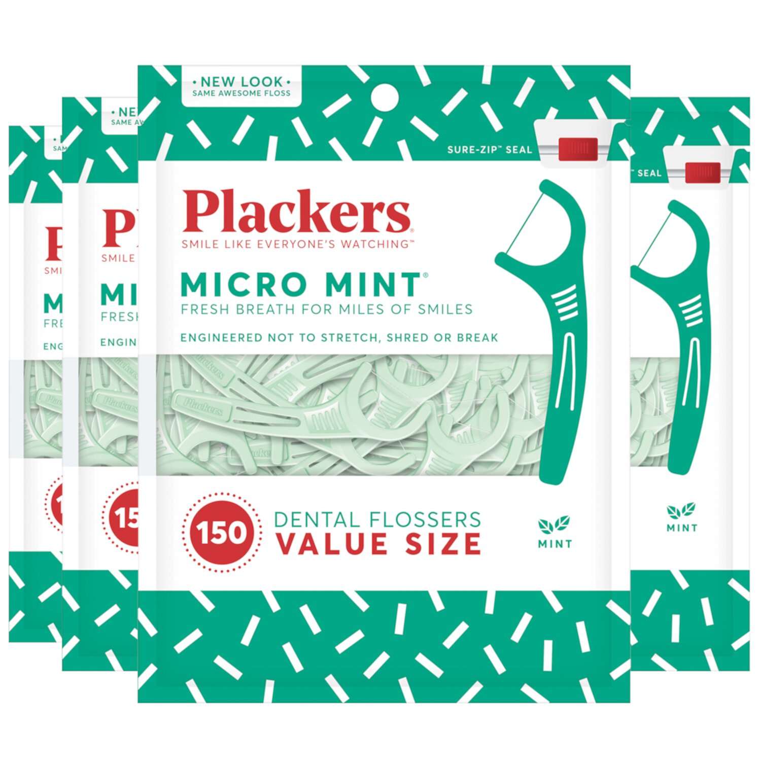 Plackers Micro Mint Dental Floss Picks, 150 Count (Pack of 4) Plackers