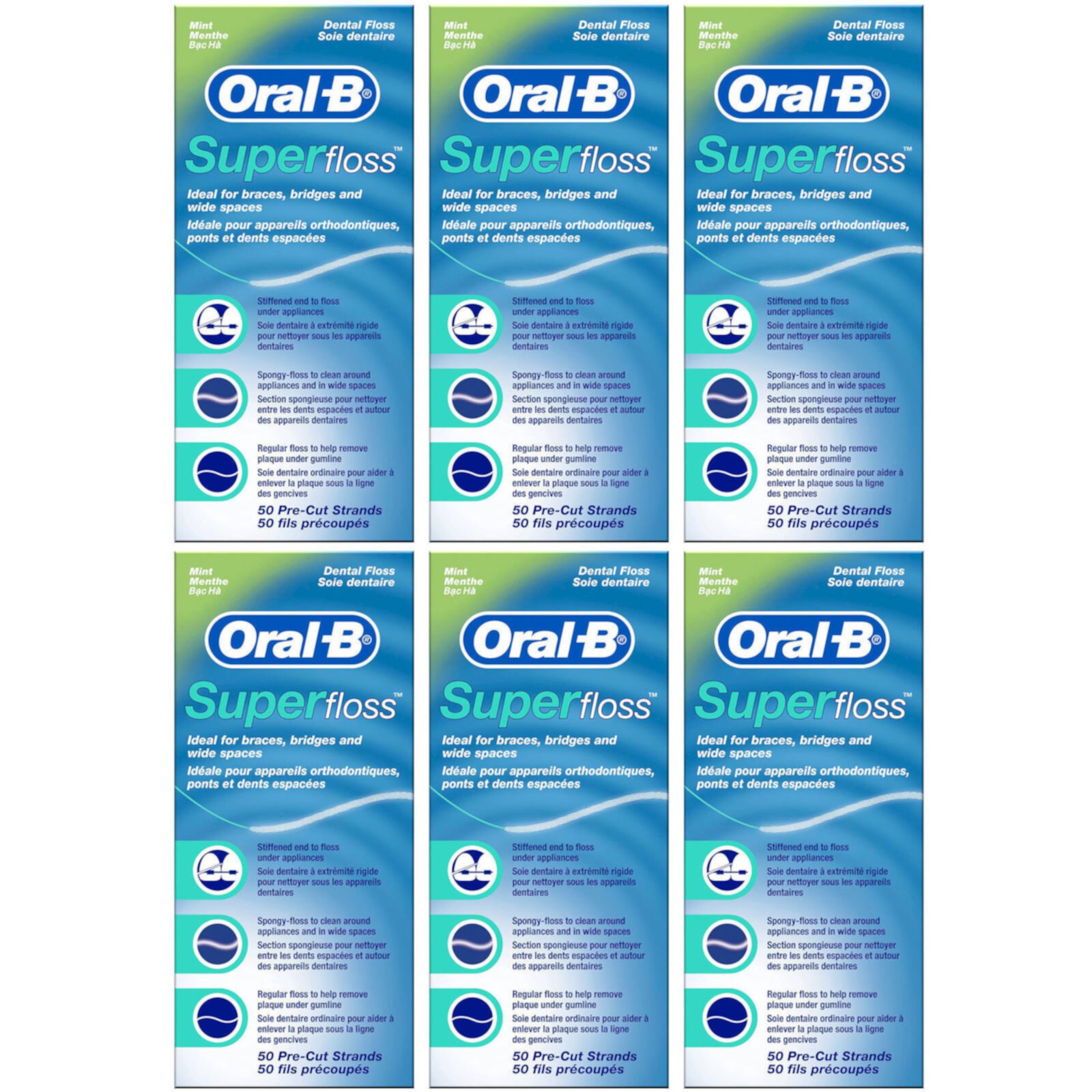 Oral-B Super Floss, 50 Pre-Cut Strands Each, 6 Pack Oral-B