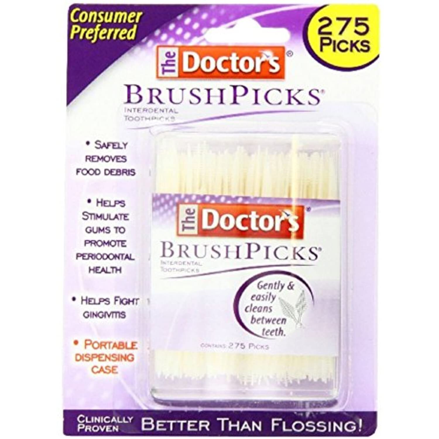 The Doctor's BrushPicks Interdental Toothpicks | Helps Fight Gingivitis?| 275 Count (Pack of 1) The Doctor's