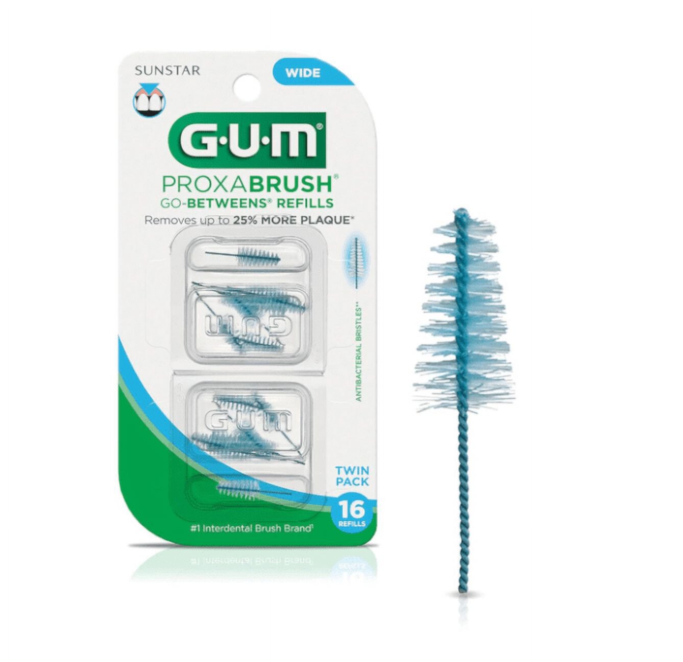 GUM Proxabrush Go-Betweens Interdental Brush Refills, Wide, 16 Count GUM