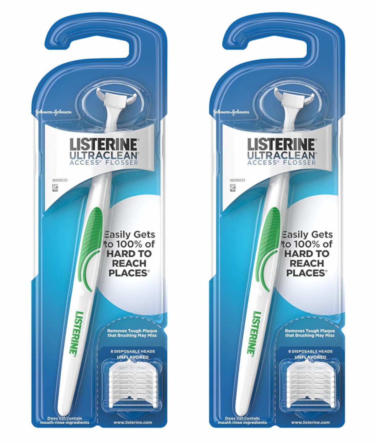 Listerine Ultraclean Access Flosser + 8 Refill Dental Flosser Heads, Oral Care and Hygiene (Pack of 2) Listerine