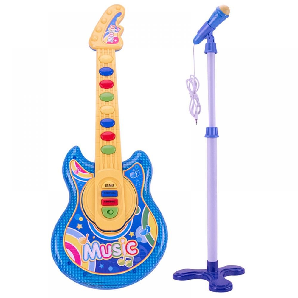 Guitar Simulation Toy for Kids,Portable Electronic Guitar Musical Instrument Toy, Birthday Gifts for Beginner Children Toddler Boys Girls Silvercell