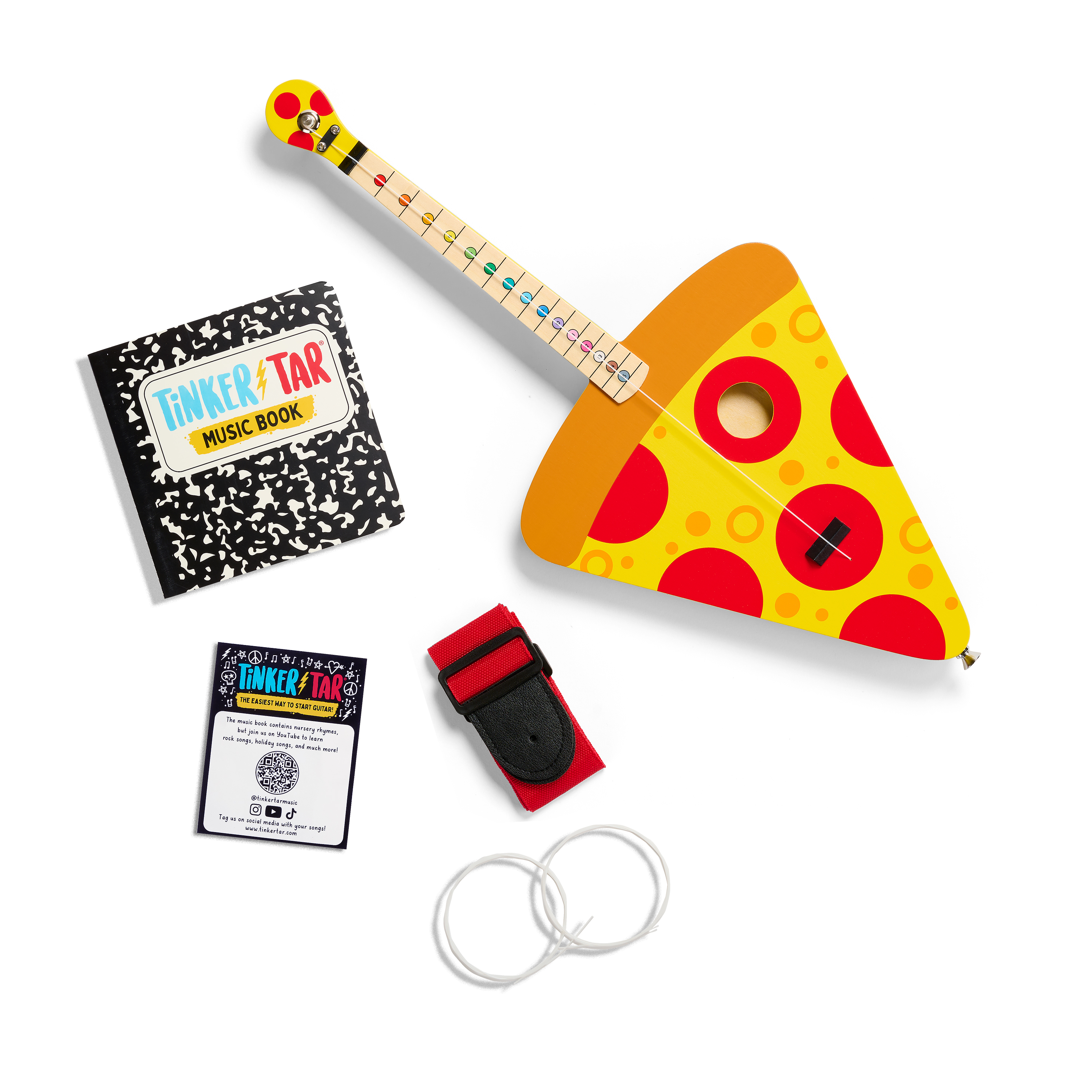 Tinkertar Pizza-shaped Guitar, This 1-Stringed Toy Instrument for Kids Ages 3 and up, by Buffalo Games Buffalo Games