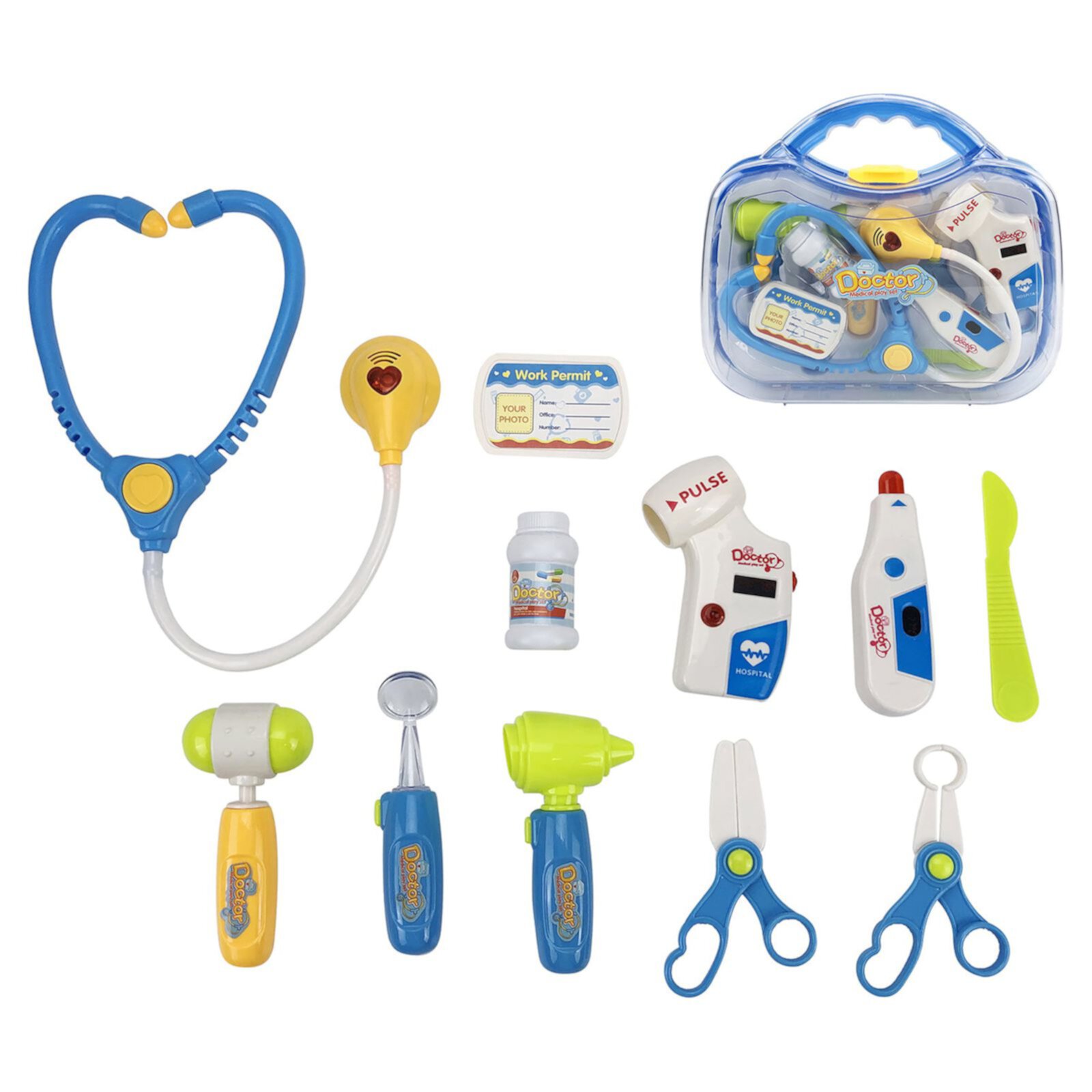 AOMEDYOU 11PCS Toy Medical Kit Kids Pretend Play Dentist Doctor Kit with Electronic Stethoscope Toy and Carrying Case, Role Play Educational Toy Doctor Playset for Toddler Boys Girls AIMEDYOU