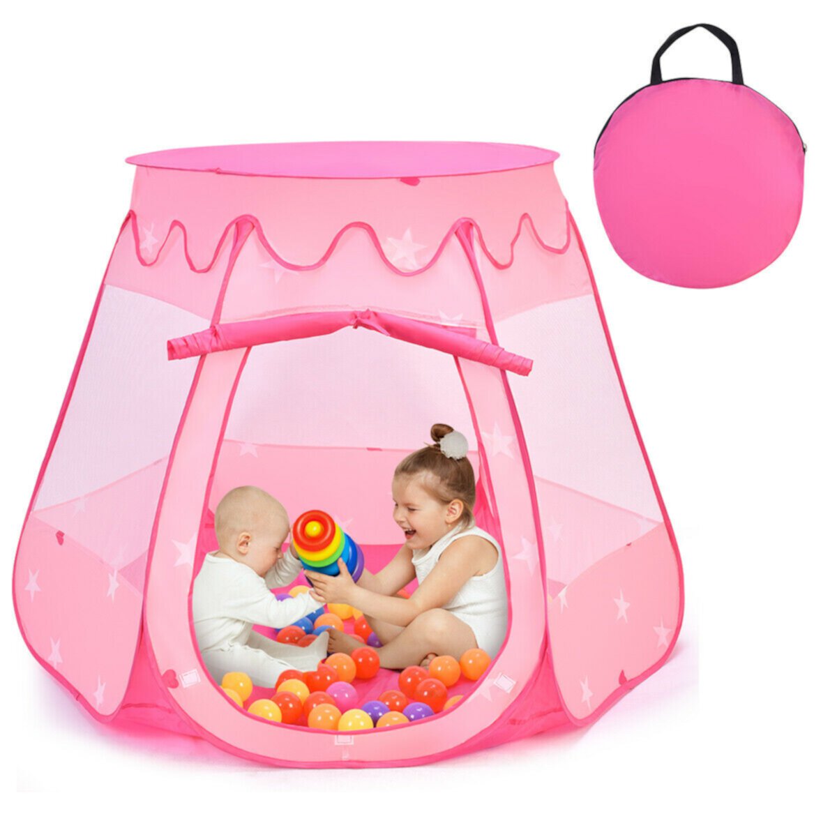 Pink Portable Kid Play House Play Tent with 100 Balls GLINTEX