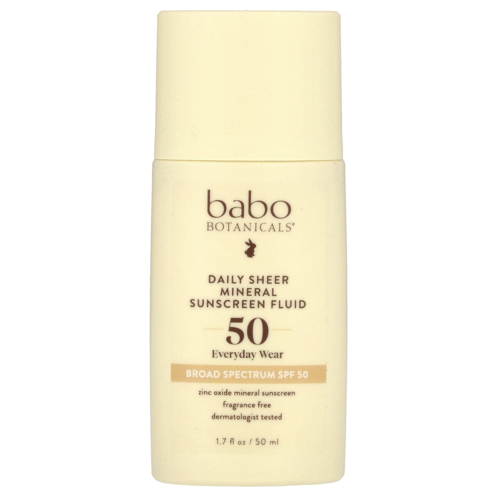 Babo Botanicals Daily Sheer Mineral Sunscreen Fluid SPF 50 , 1.7 oz Sunscreen Babo Botanicals