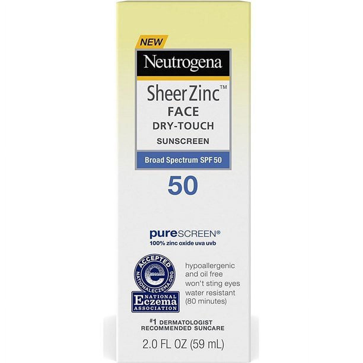 Neutrogena Sheer Zinc Sunscreen Hypoallergenic Spectrum SPF 50, 2oz, 2-Pack Neutrogena