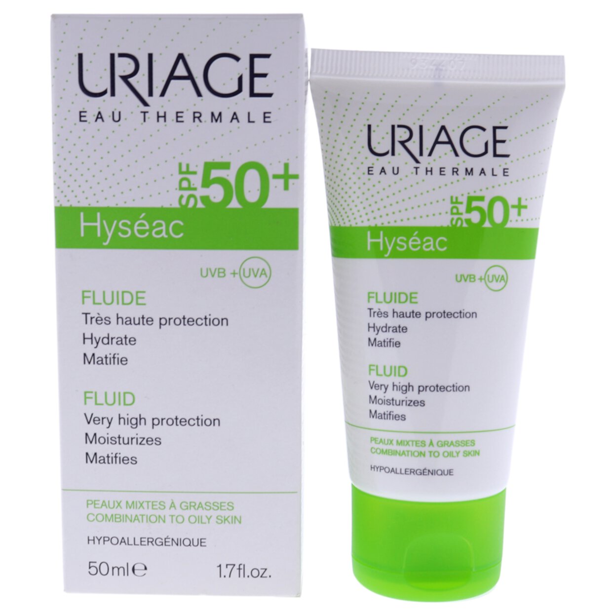 Hyseac Fluid SPF 50 by Uriage for Unisex - 1.7 oz Sunscreen Uriage