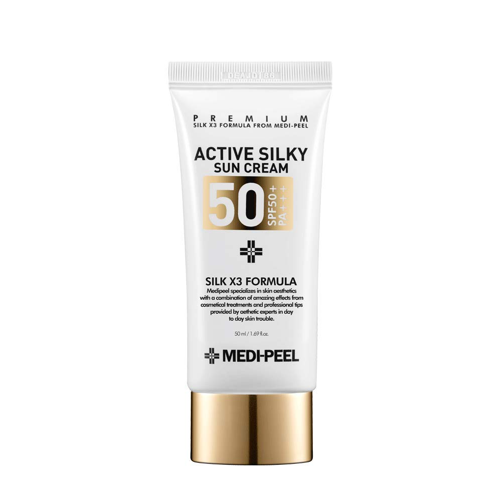 Medi-Peel Active Silky Suncream SPF50+ PA+++ 1.69 fl oz. Korean Premium Silk Formula Sunblock Lotion Medi-Peel