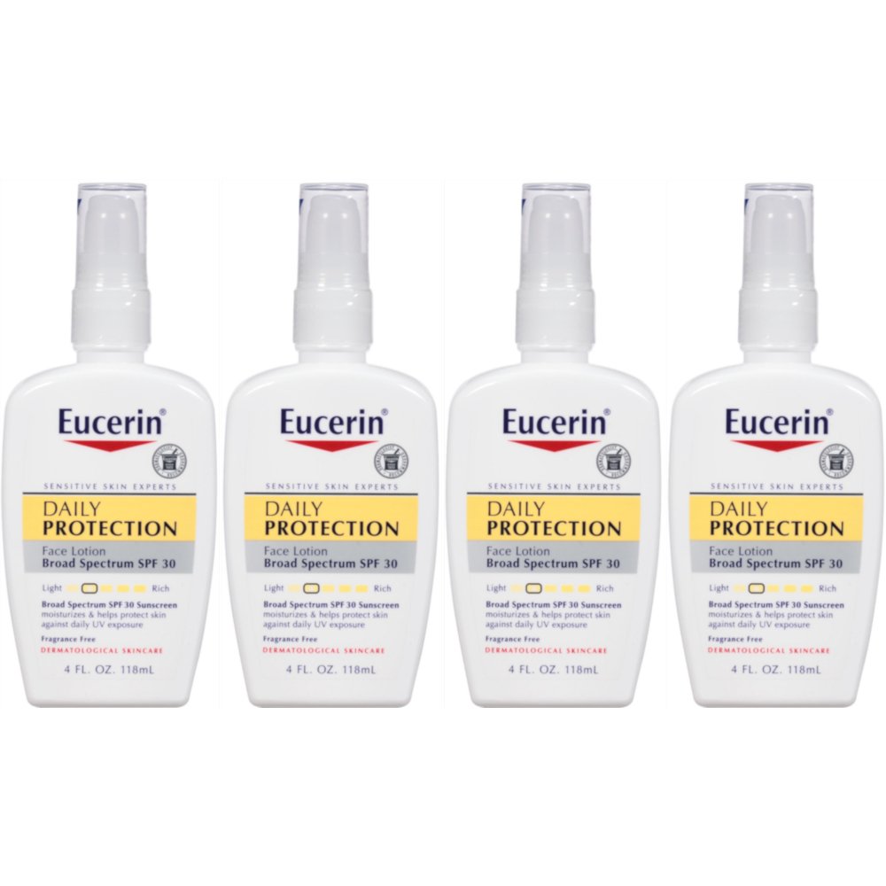 Eucerin Daily Protection Face Lotion W/ SPF30 Sensitive Skin 4 oz, Pack of 4 Eucerin