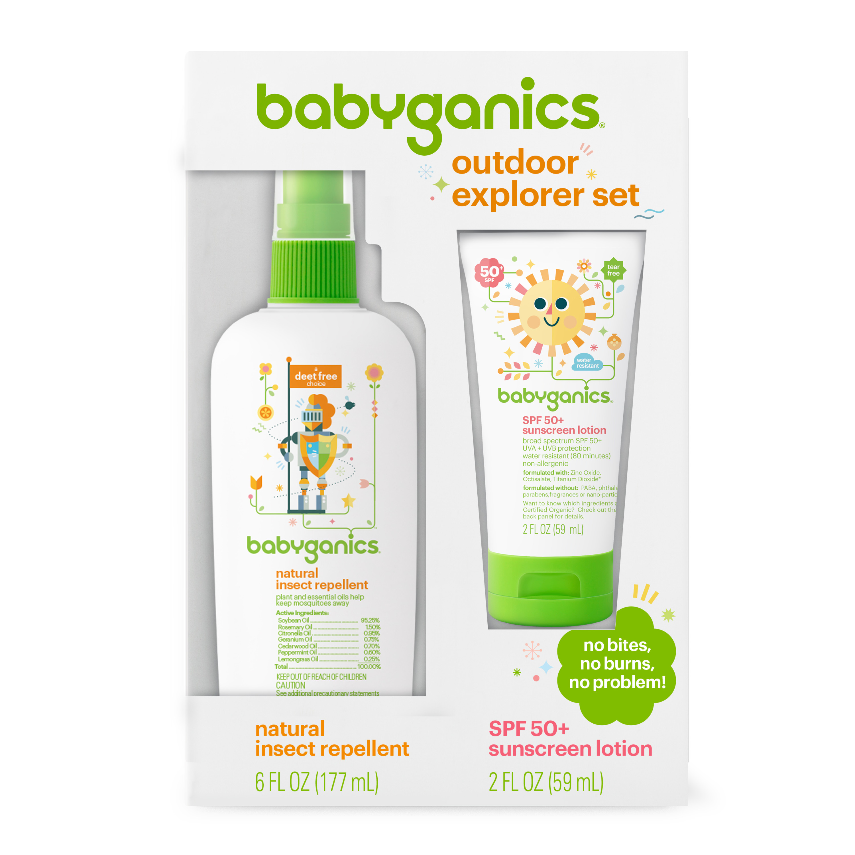 Babyganics Sunscreen Lotion 50 SPF and Bug Spray, 2oz/ 6oz Babyganics