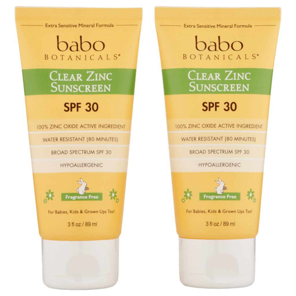 Babo Botanicals Clear Zinc Sunscreen Lotion SPF 30 Fragrance Free 2 Ct 3 oz Babo Botanicals