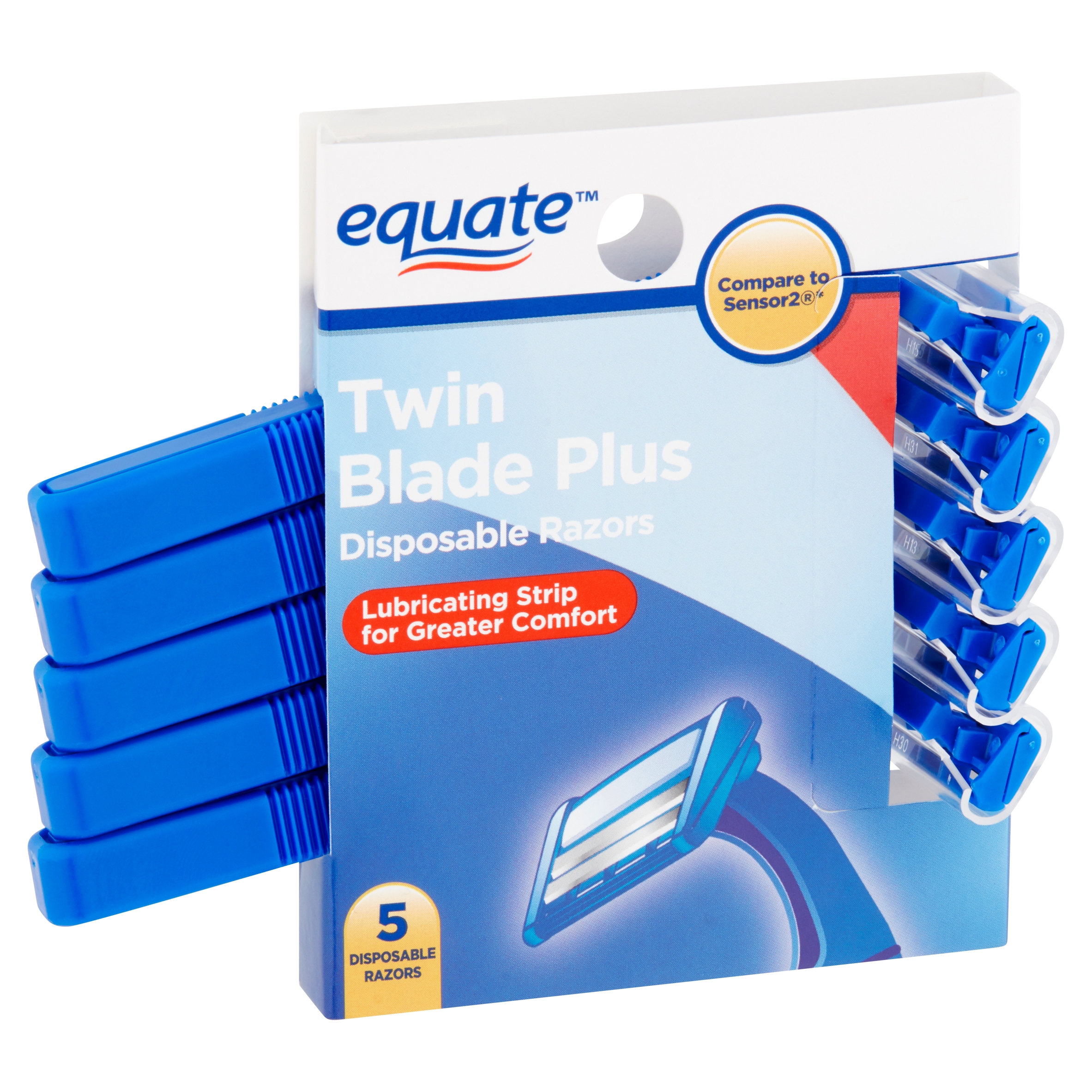 Equate Twin Blade Plus Disposable Razors, 5 Count Equate