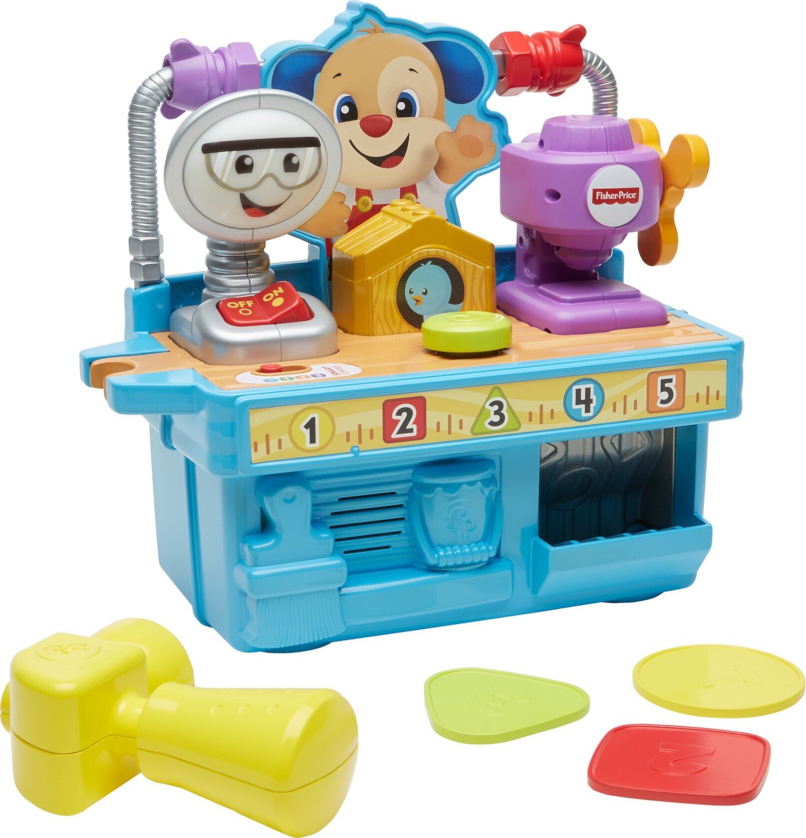 Fisher-Price Laugh & Learn Busy Learning Tool Bench Pretend Construction Toy for Infant & Toddler Fisher-Price