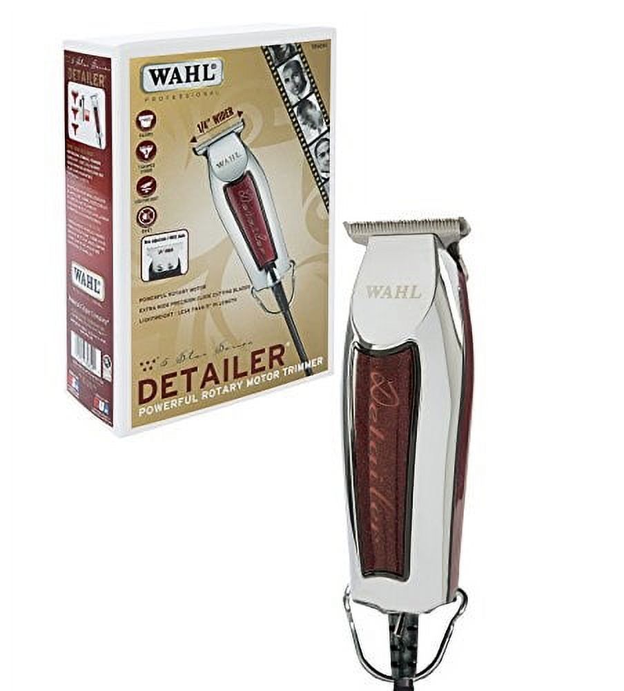 Wahl Professional Series Detailer #8081 - With Adjustile T-Blade, 3 Trimming Guides (1/16 inch - 1/4 inch), Red Blade Guard, Oil, Cleaning Brush and Operating Instructions, 5-Inch Wahl