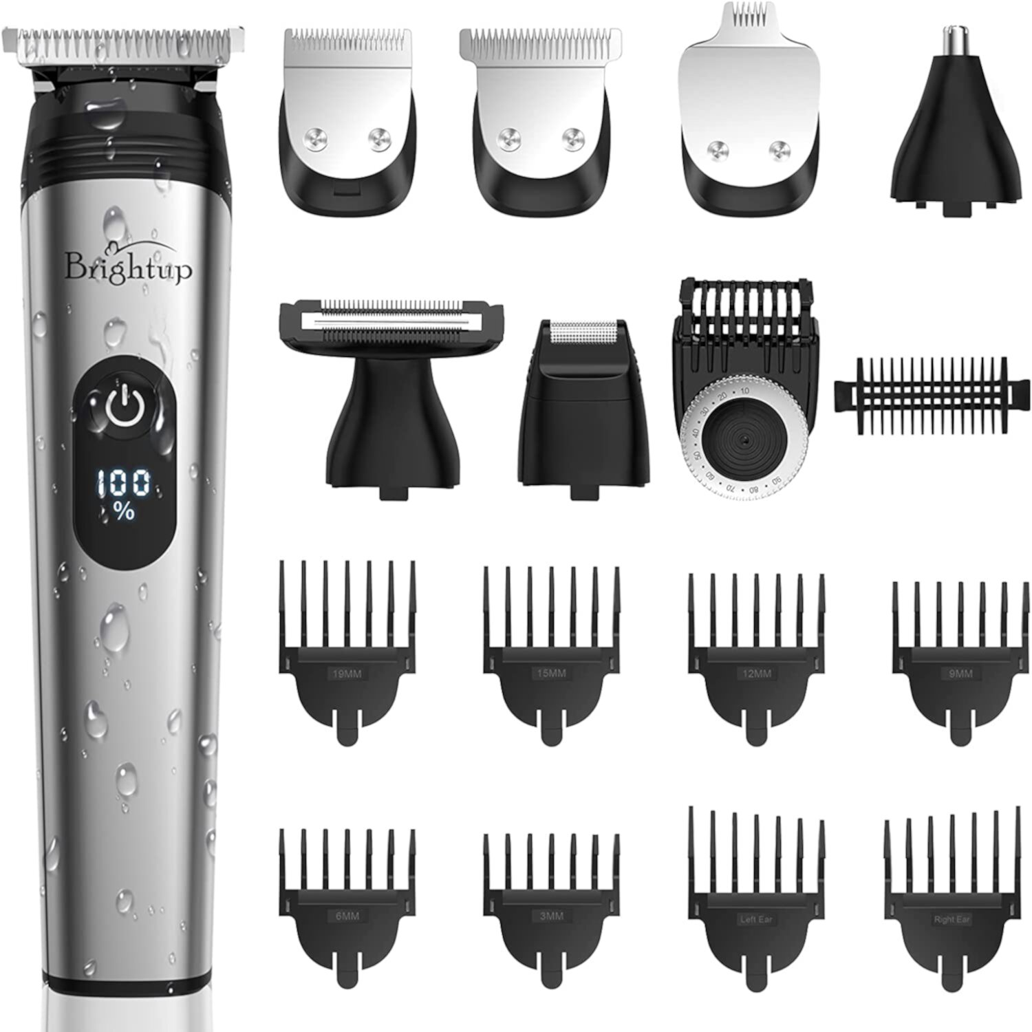 Hair Clippers for Men, 22-In-1 Professional Hair Trimmers Kit, IPX7 Waterproof, USB Rechargeable Cordless Barber Clipper Set with LED Display, YH-7282 Brightup