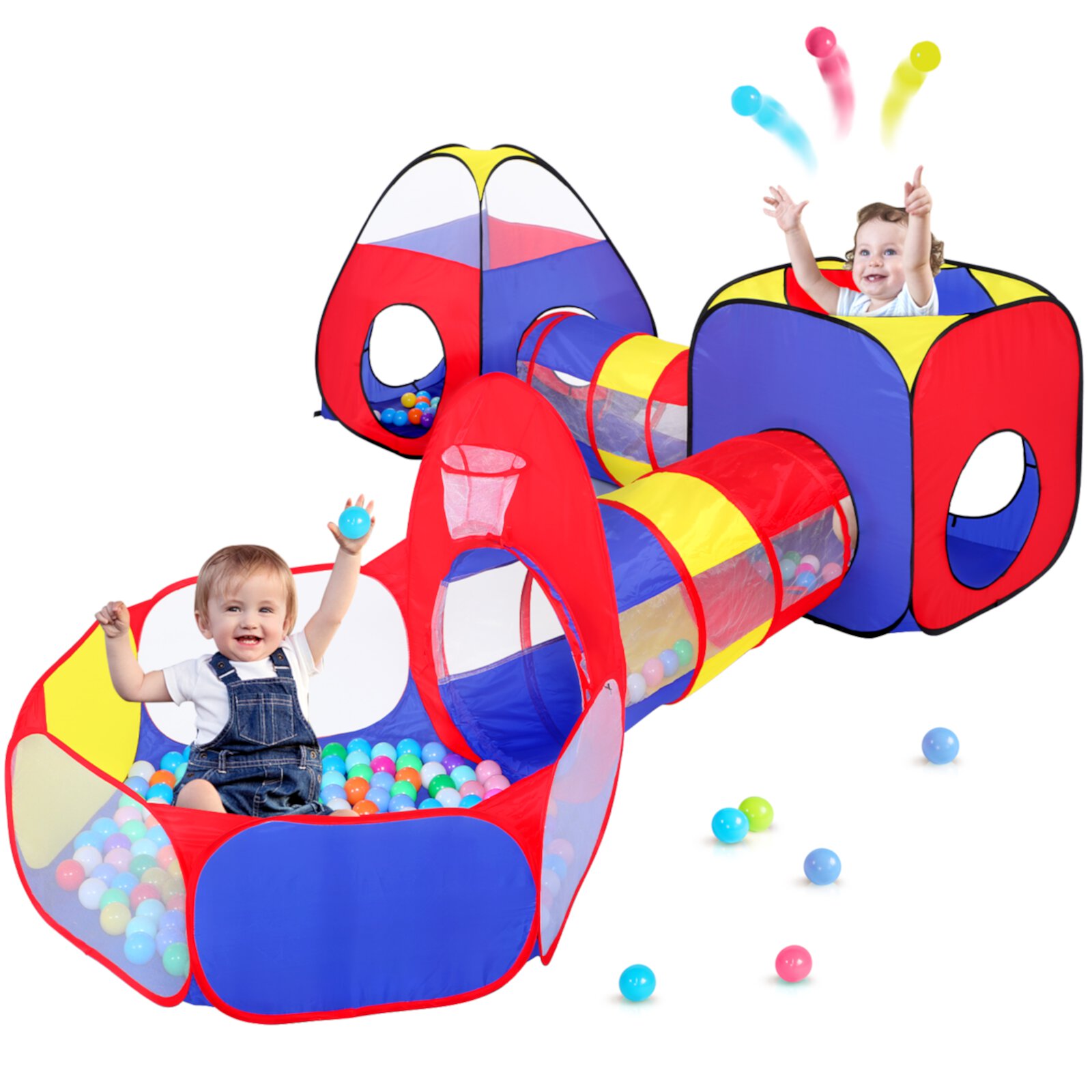 PigPigPen 5pc Kids Ball Pits Tent for Toddlers with Crawl Tunnels Boys Girls Indoor Outdoor Polyester Toys PigPigPen