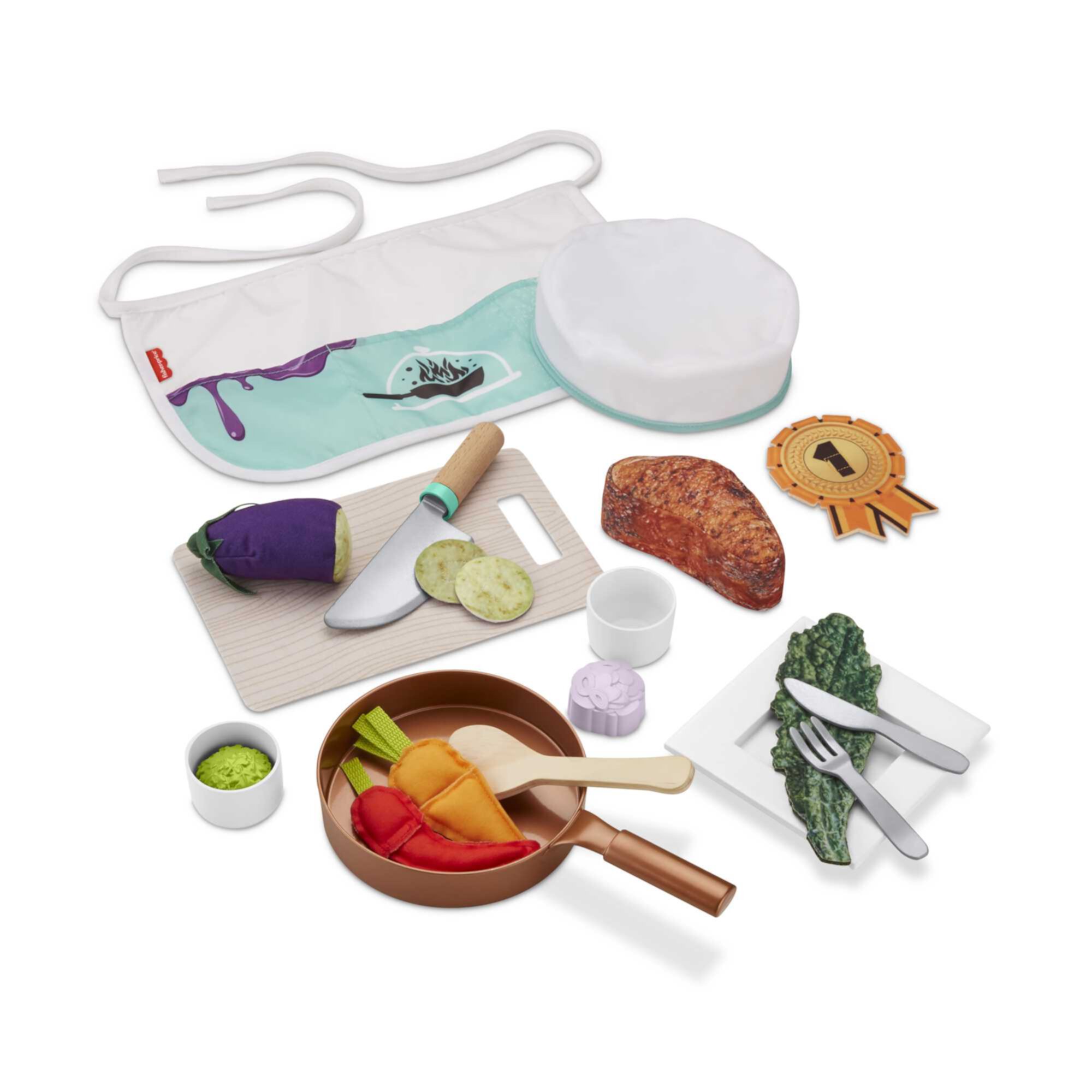 Fisher-Price Head Chef Set 20+ Piece Preschool Pretend Kitchen Play Kit with Food Pieces Fisher-Price